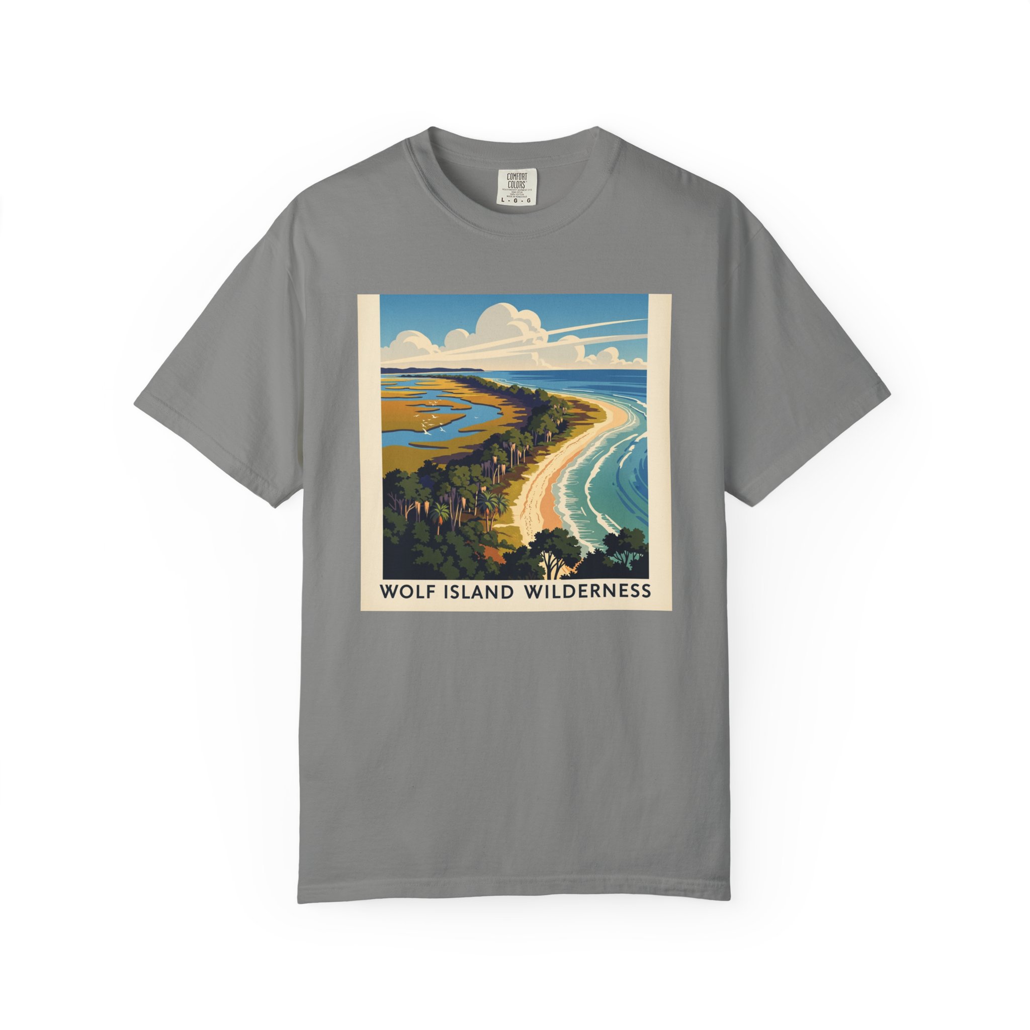 Wolf Island Wilderness WPA Style Unisex T-shirt - Image 7