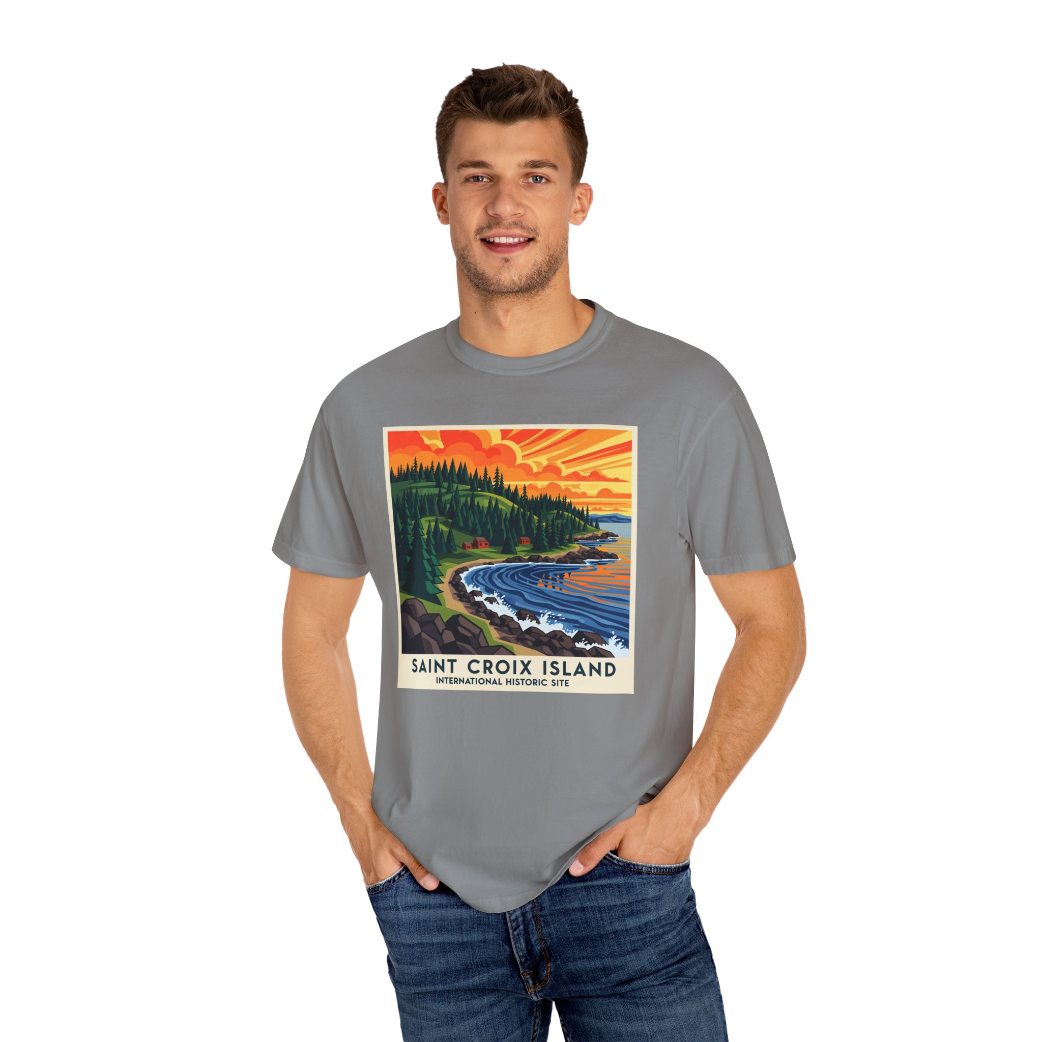 Saint Croix Island International Historic Site WPA Style Unisex T-shirt - Image 10
