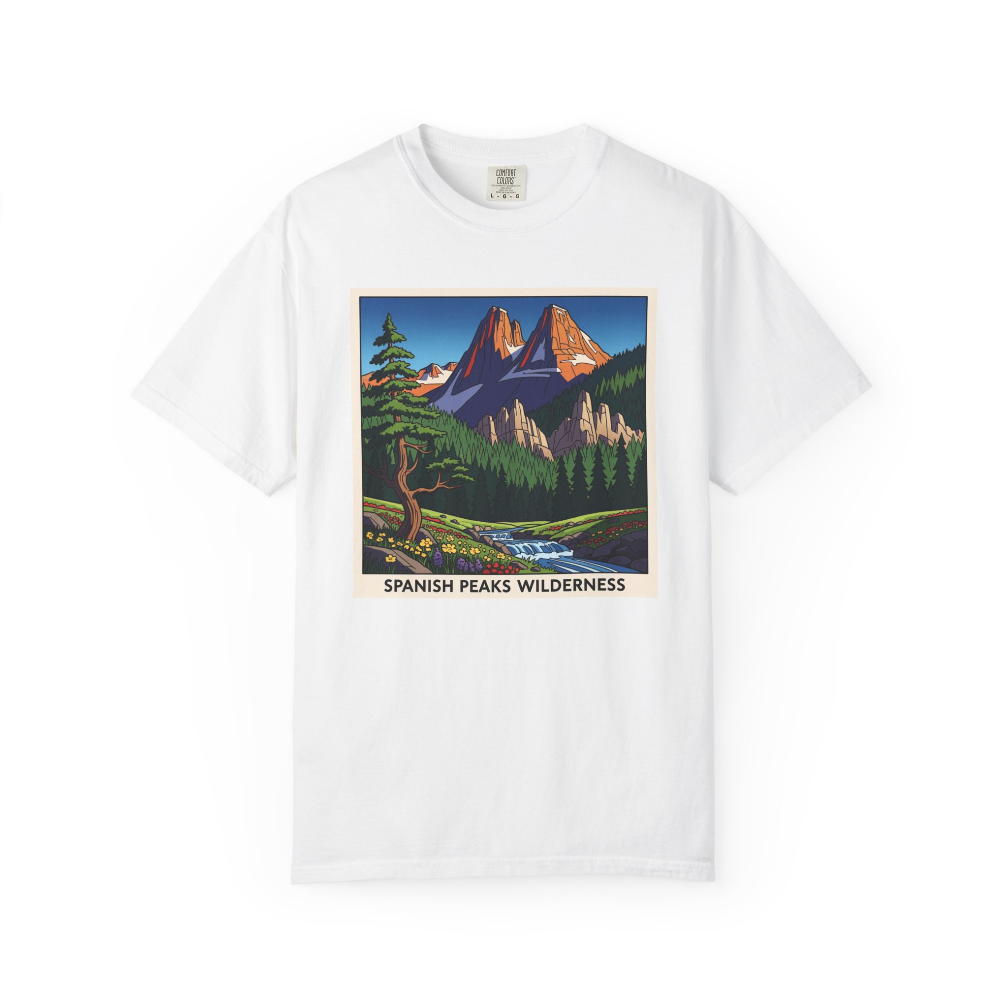 Spanish Peaks Wilderness WPA Style Unisex T-shirt