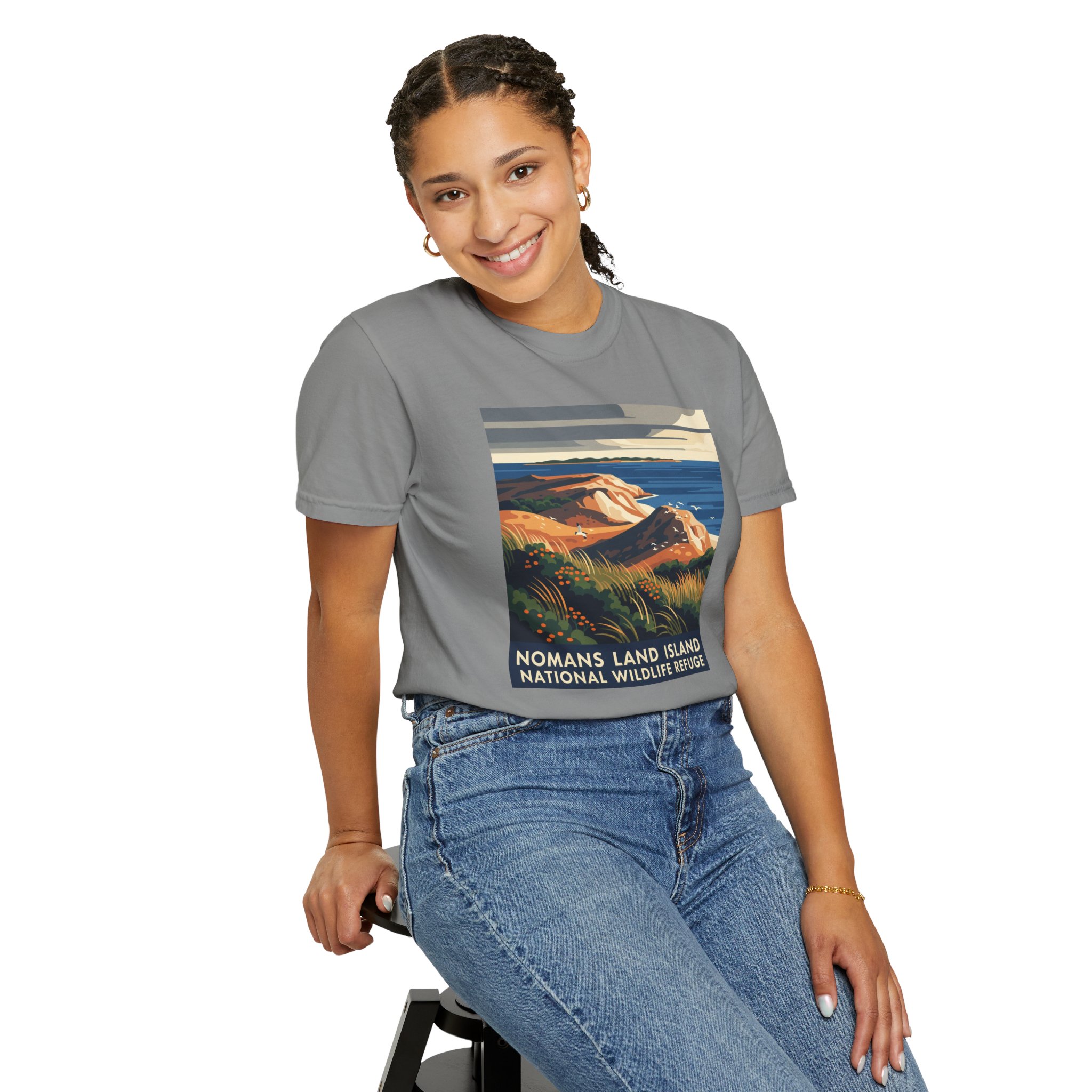 Nomans Land Island National Wildlife Refuge WPA Style Unisex T-shirt - Image 11