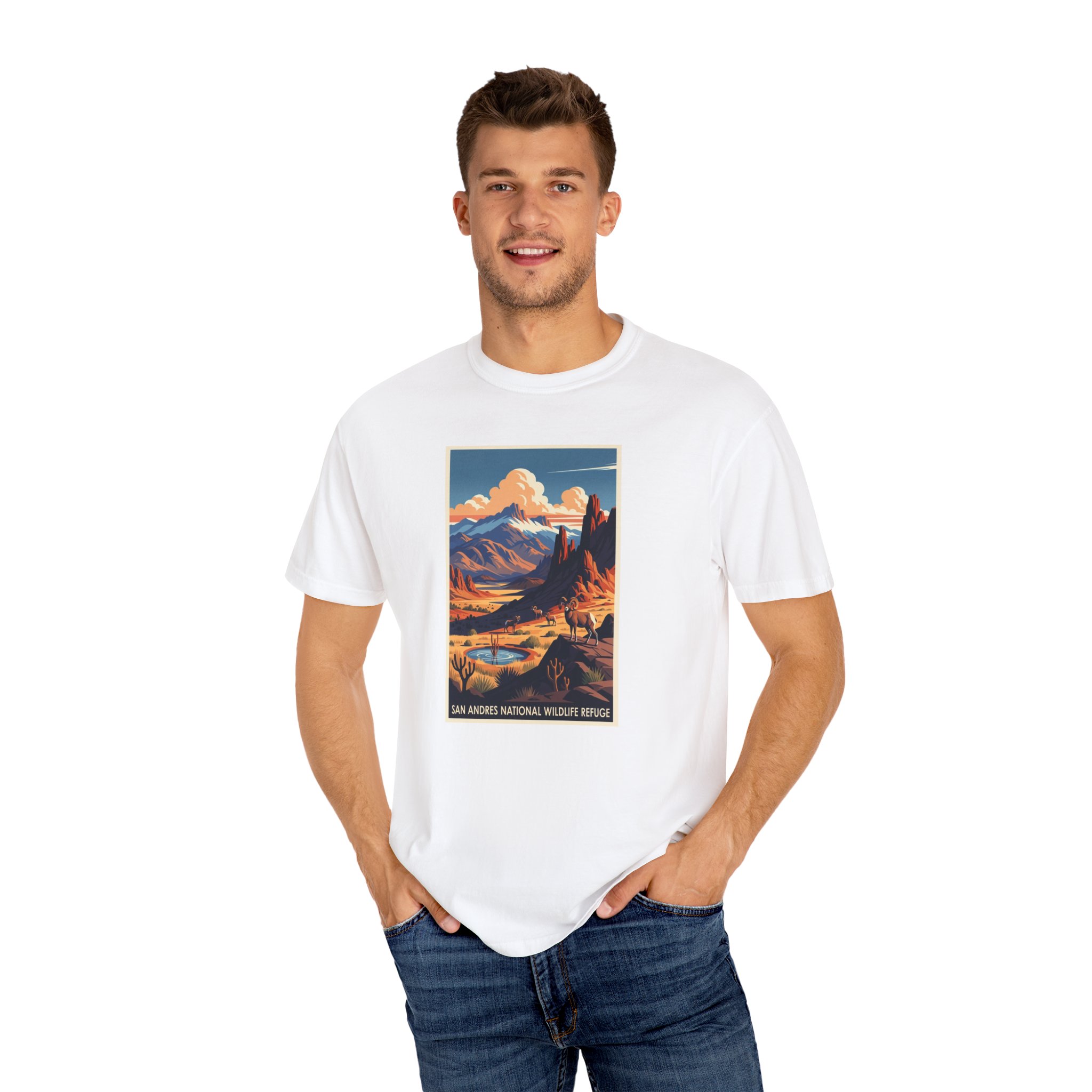 San Andres National Wildlife Refuge WPA Style Unisex T-shirt - Image 4