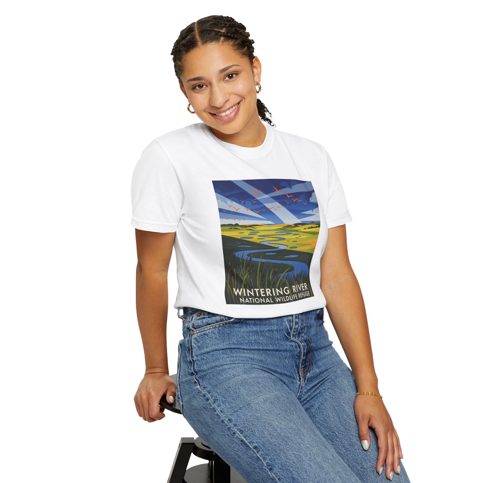 Wintering River National Wildlife Refuge WPA Style Unisex T-shirt - Image 5