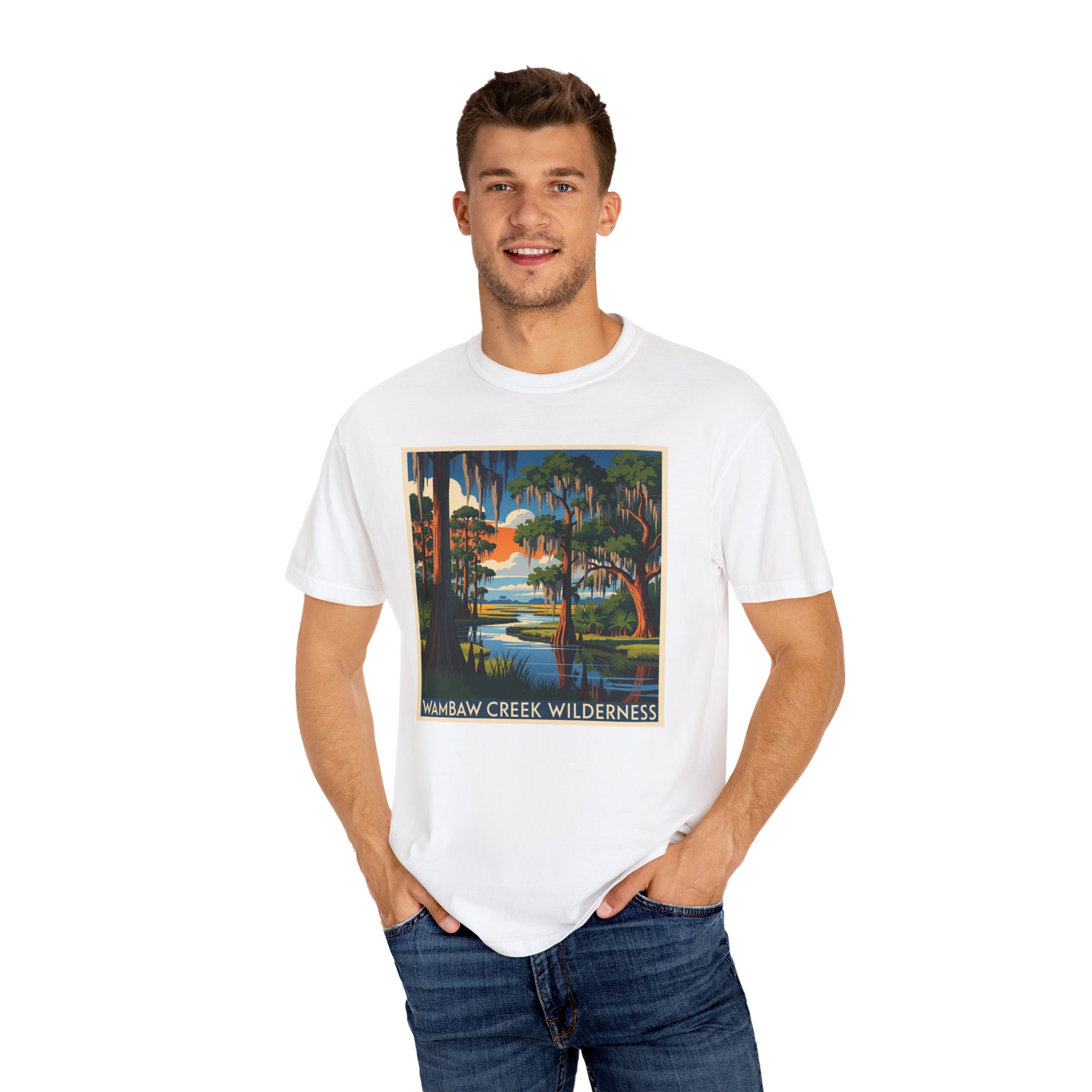 Wambaw Creek Wilderness WPA Style Unisex T-shirt - Image 4
