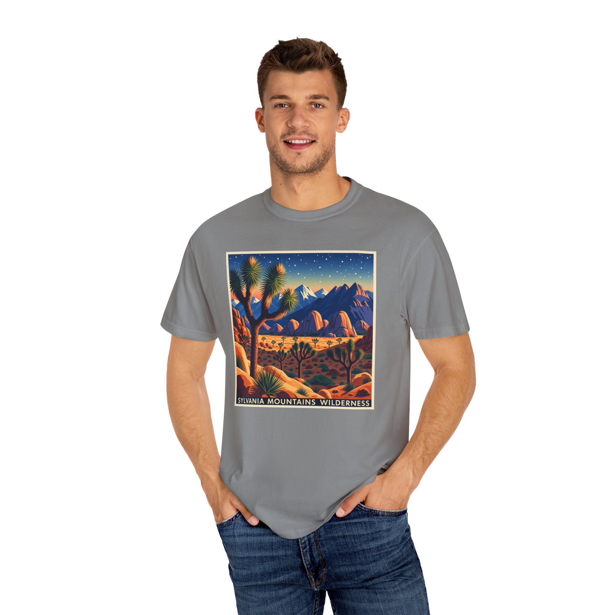 Sylvania Mountains Wilderness WPA Style Unisex T-shirt - Image 10