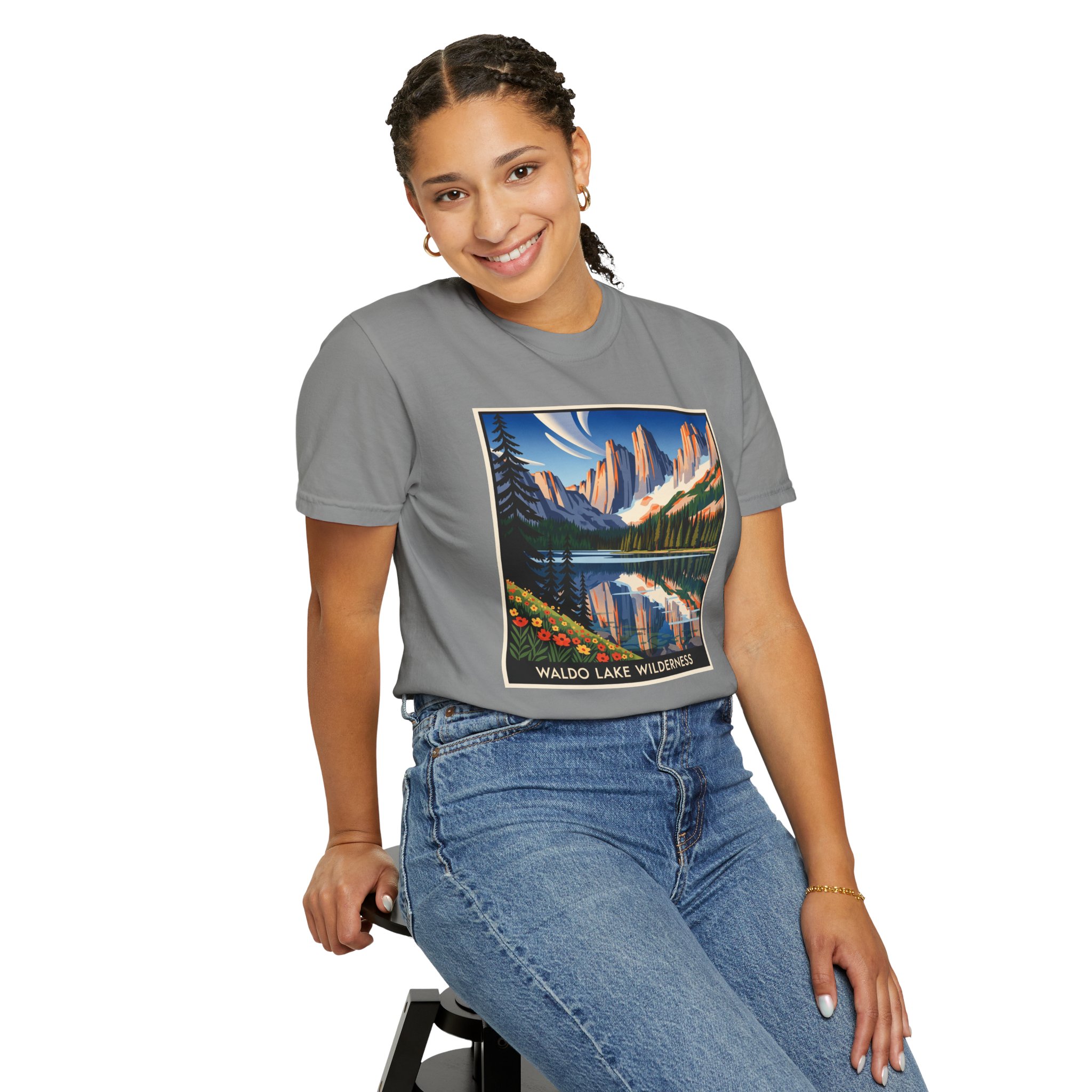 Waldo Lake Wilderness WPA Style Unisex T-shirt - Image 11
