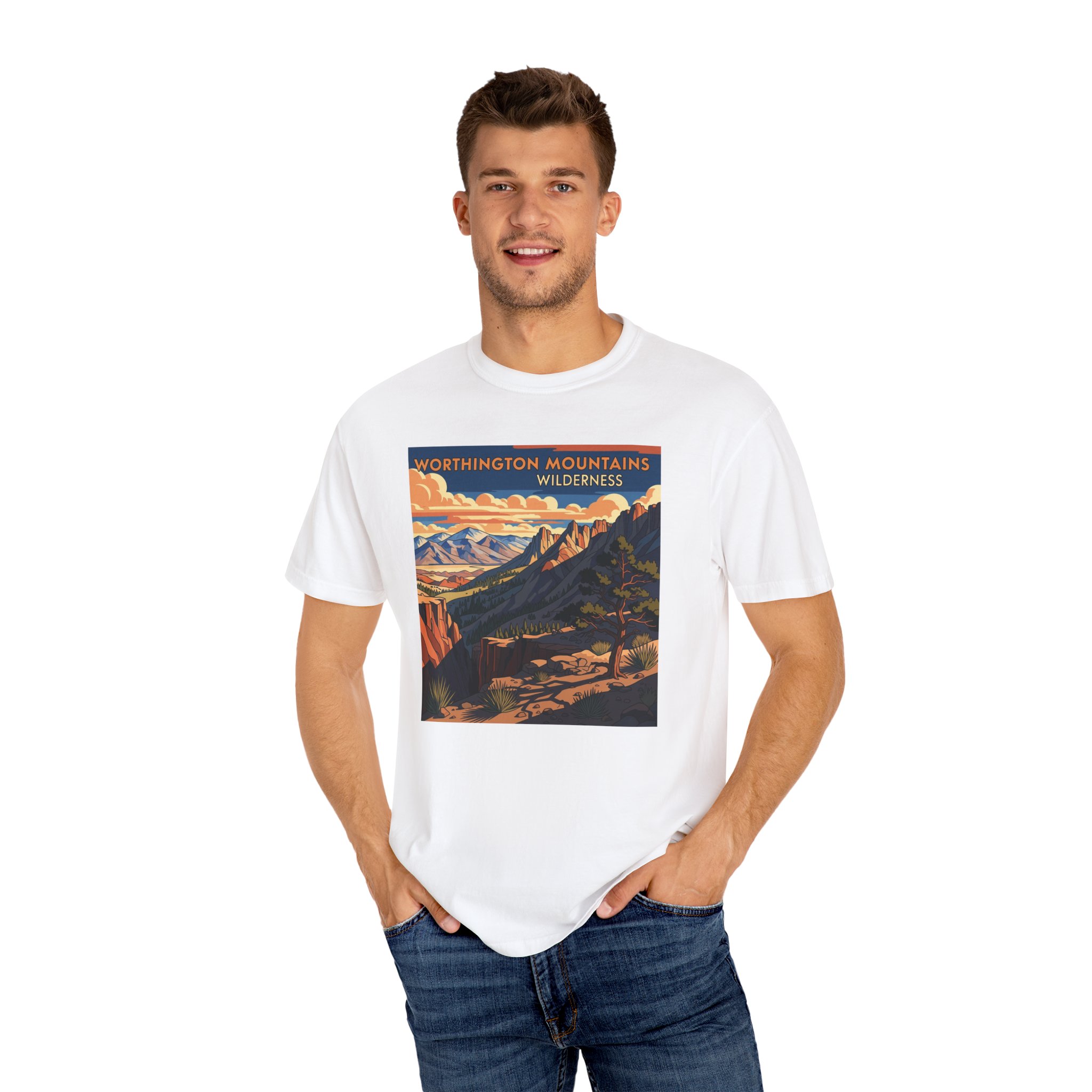 Worthington Mountains Wilderness WPA Style Unisex T-shirt - Image 4