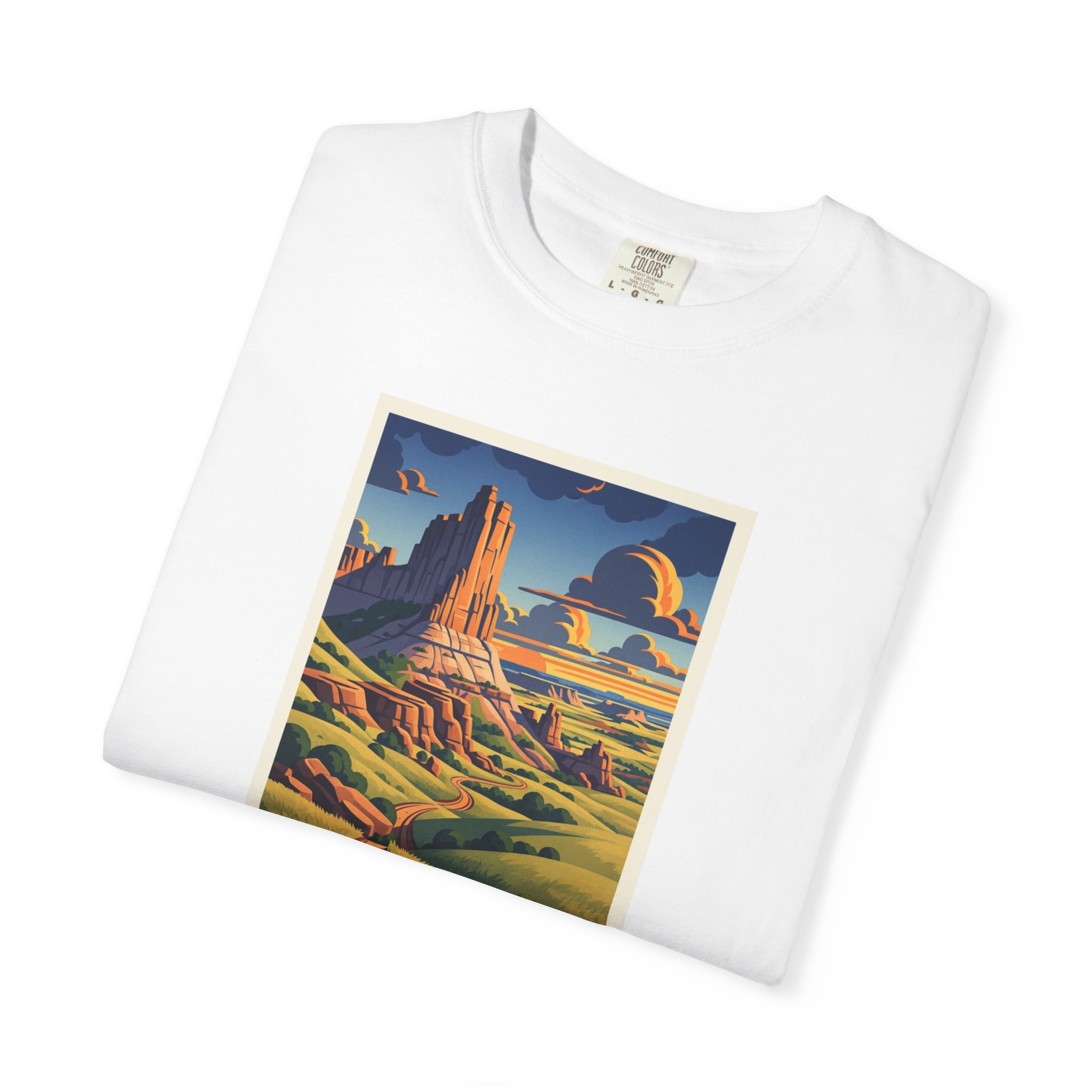 Scotts Bluff National Monument WPA Style Unisex T-shirt - Image 3