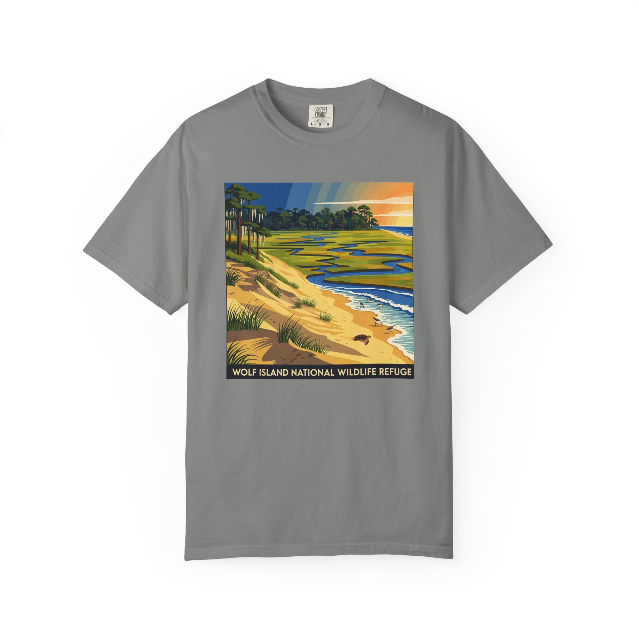 Wolf Island National Wildlife Refuge WPA Style Unisex T-shirt - Image 7