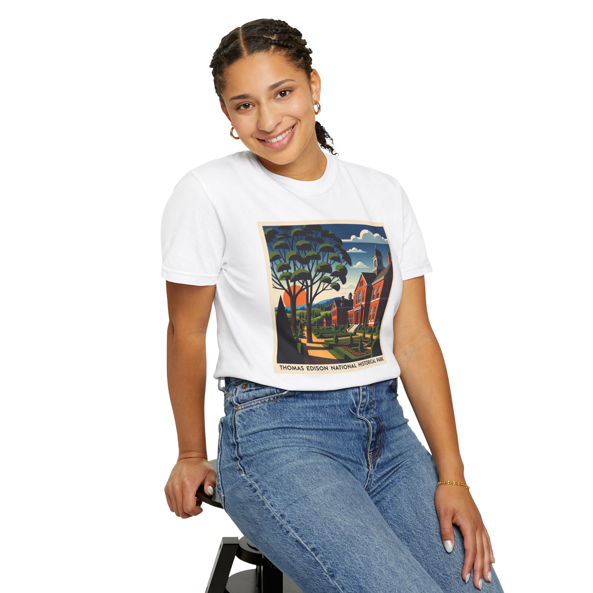 Thomas Edison National Historical Park WPA Style Unisex T-shirt - Image 5