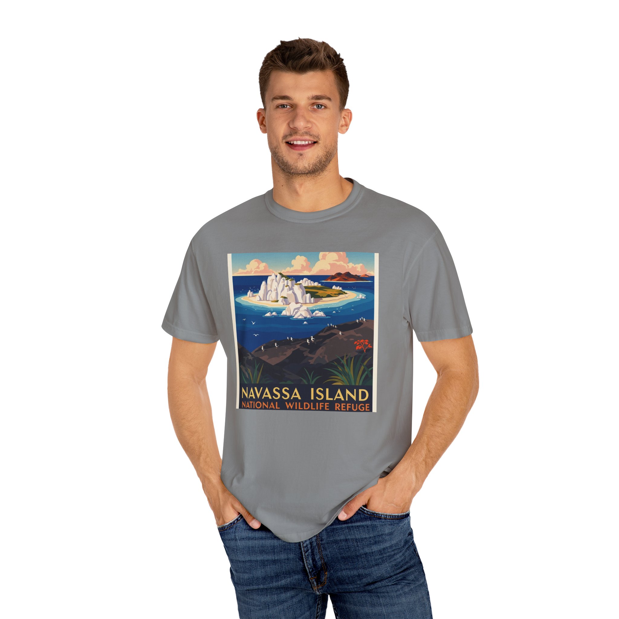 Navassa Island National Wildlife Refuge WPA Style Unisex T-shirt - Image 10