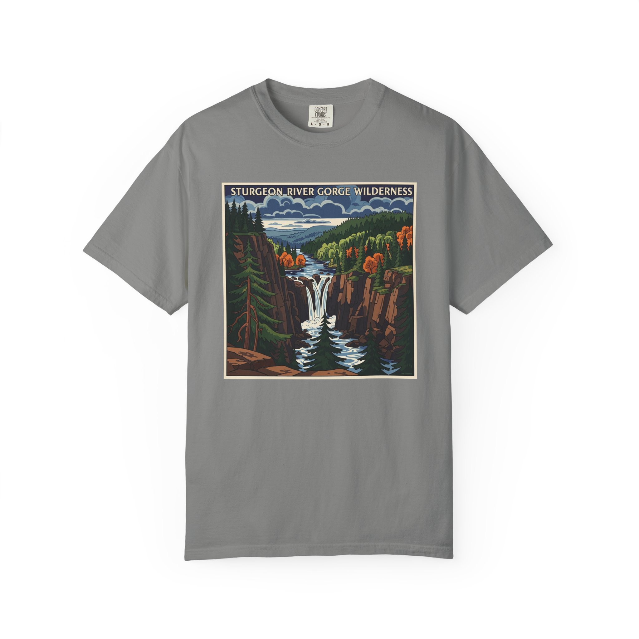 Sturgeon River Gorge Wilderness WPA Style Unisex T-shirt - Image 7