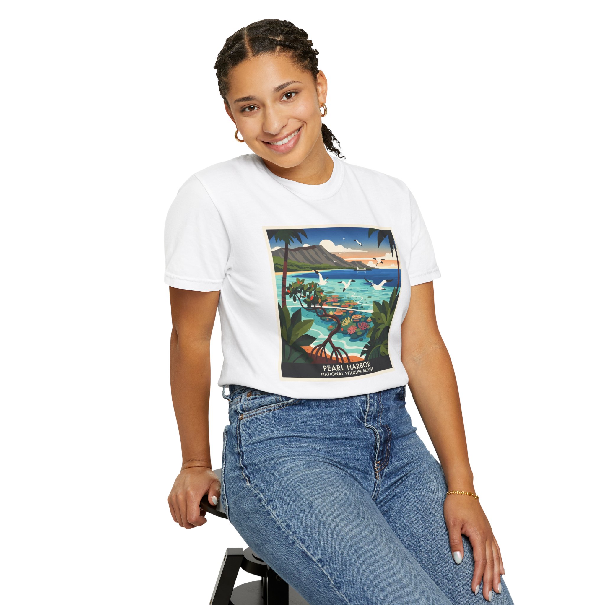 Pearl Harbor National Wildlife Refuge WPA Style Unisex T-shirt - Image 5