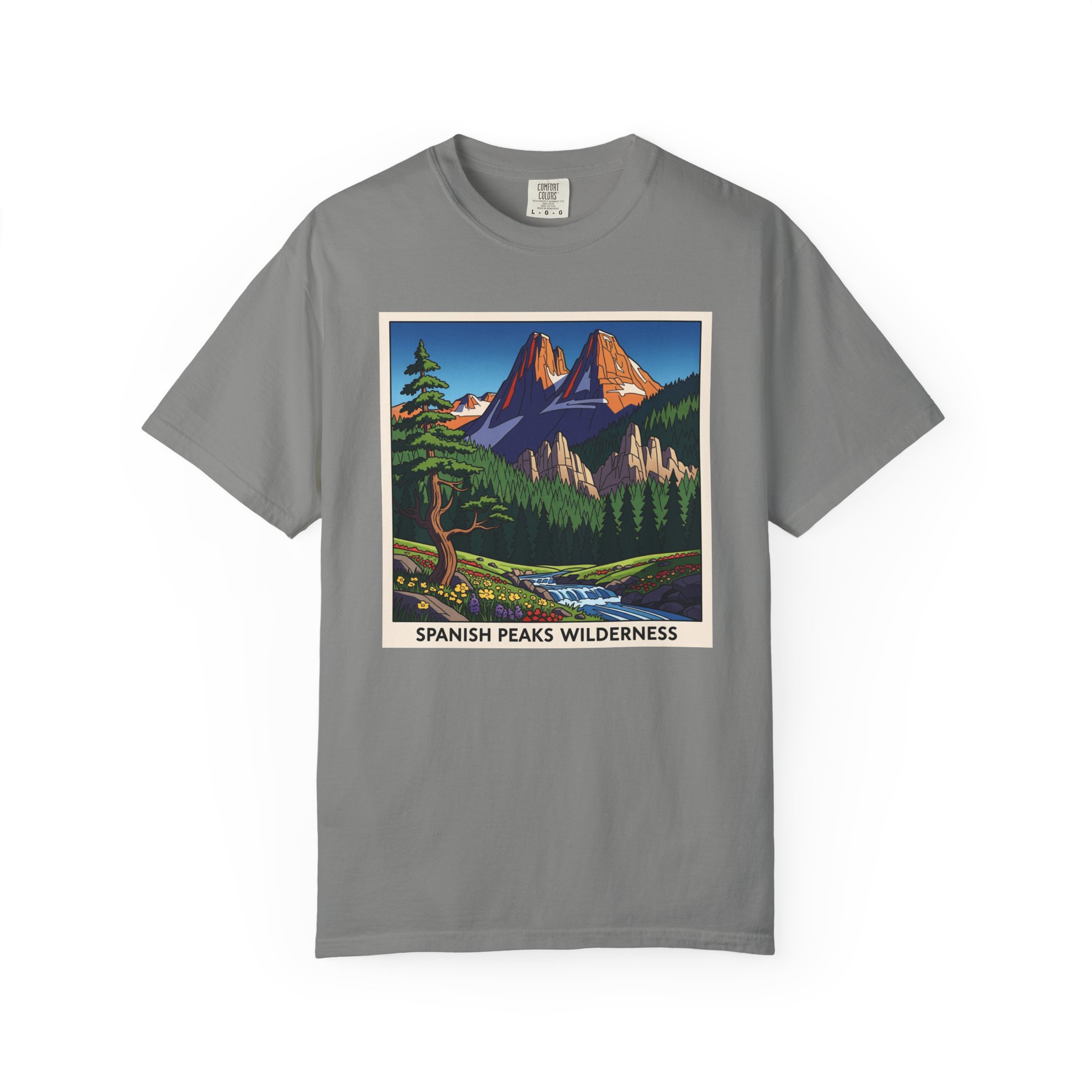 Spanish Peaks Wilderness WPA Style Unisex T-shirt - Image 7