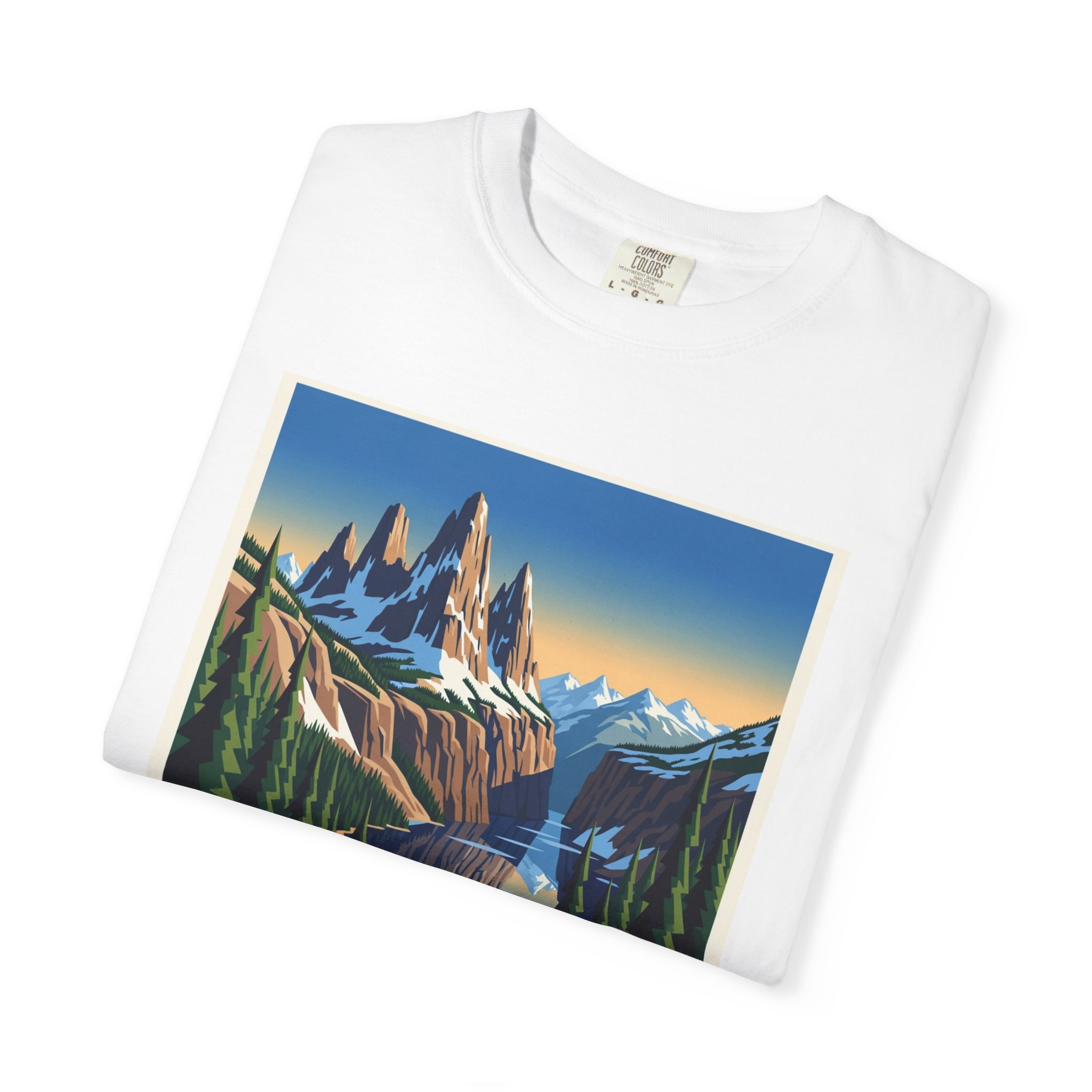 Sawtooth Mountains Wilderness WPA Style Unisex T-shirt - Image 3