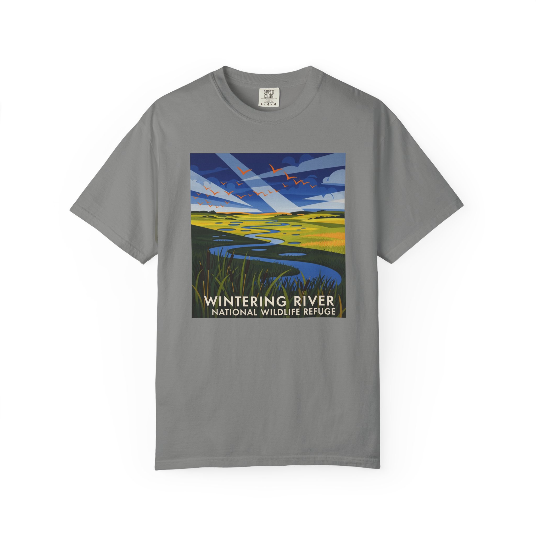 Wintering River National Wildlife Refuge WPA Style Unisex T-shirt - Image 7