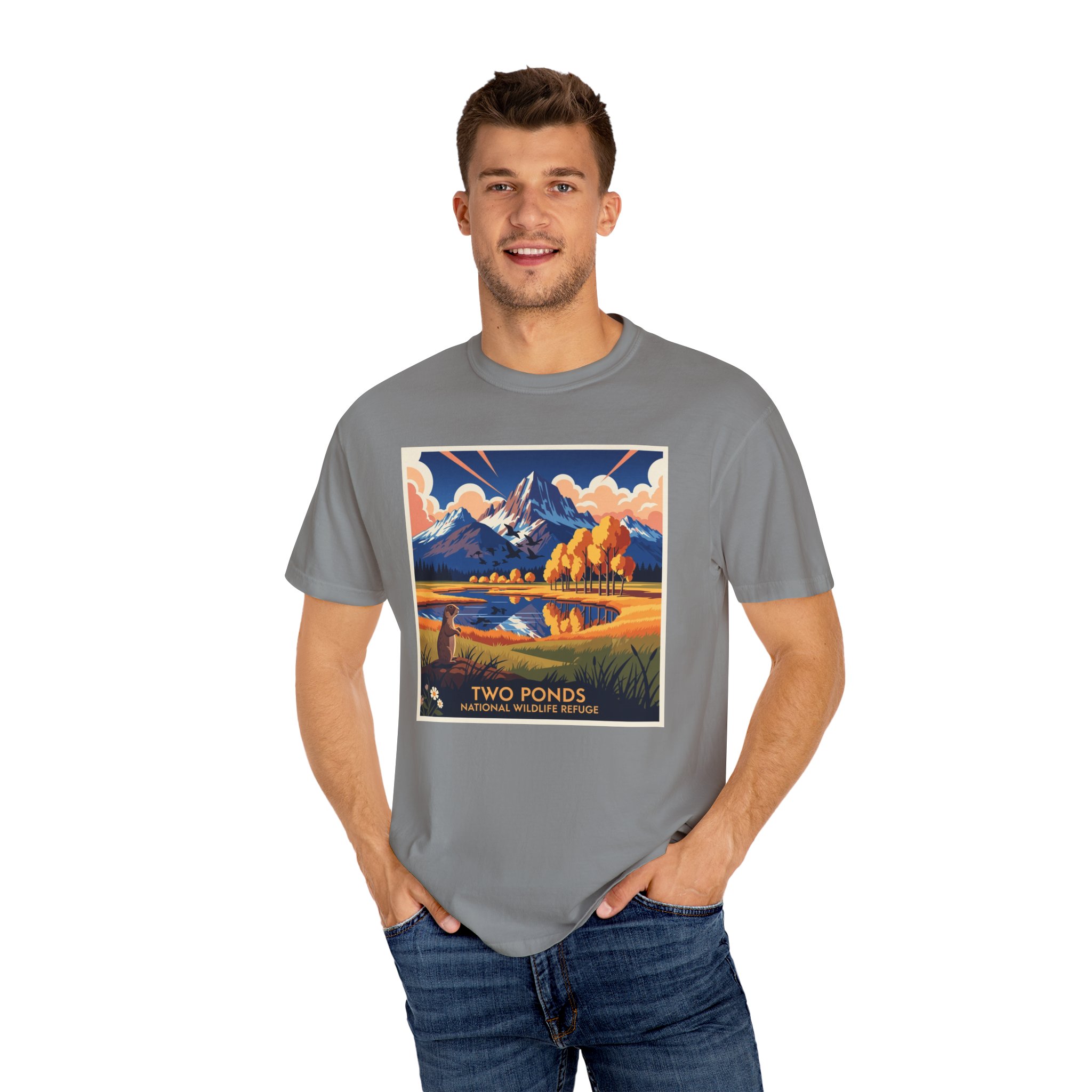 Two Ponds National Wildlife Refuge WPA Style Unisex T-shirt - Image 10