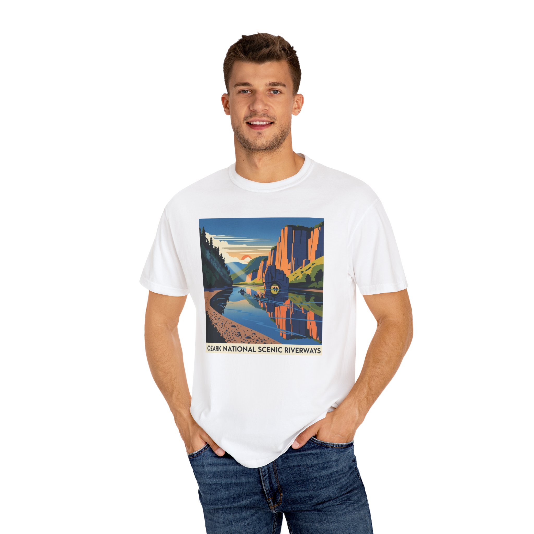 Ozark National Scenic Riverways WPA Style Unisex T-shirt - Image 4