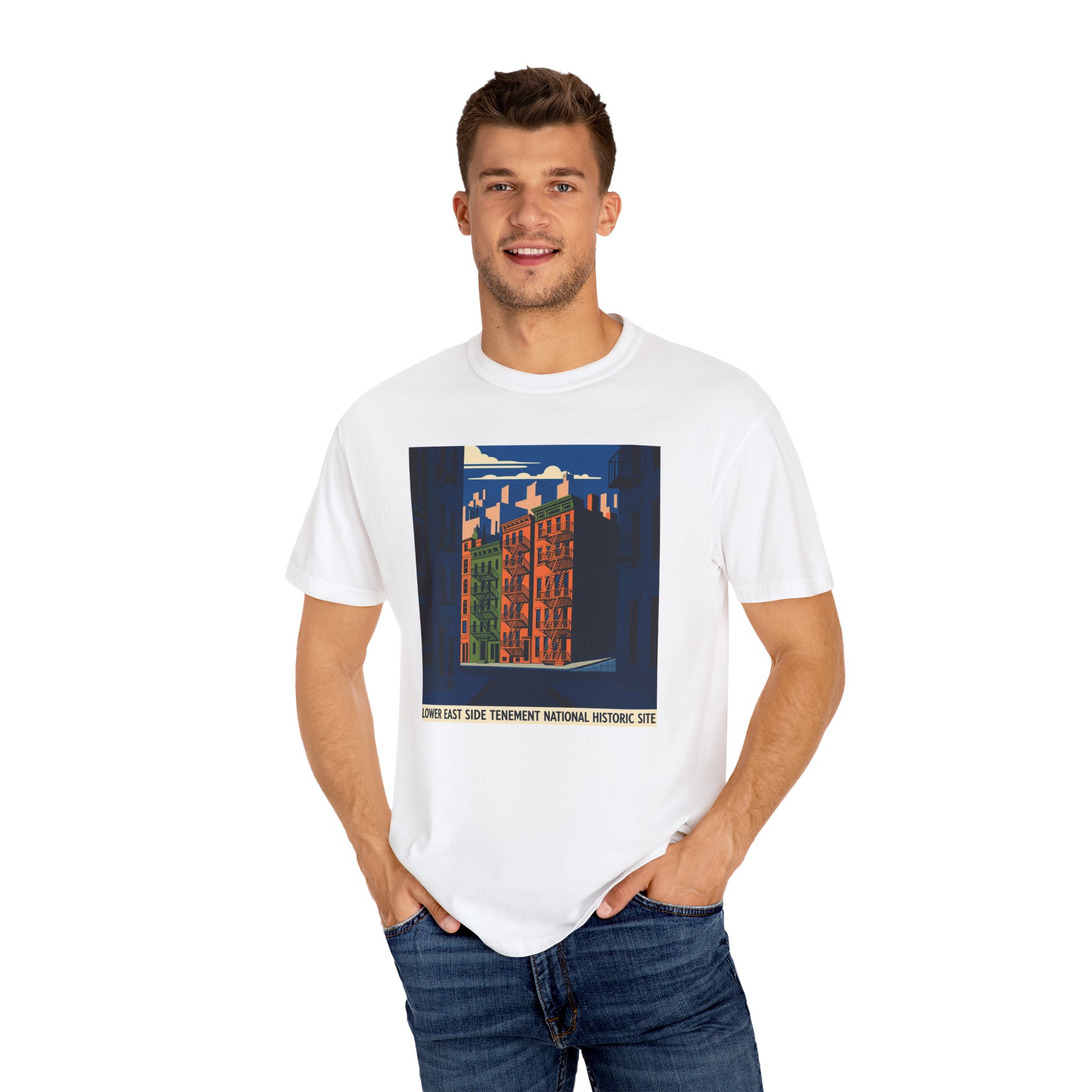 Lower East Side Tenement National Historic Site WPA Style Unisex T-shirt - Image 4