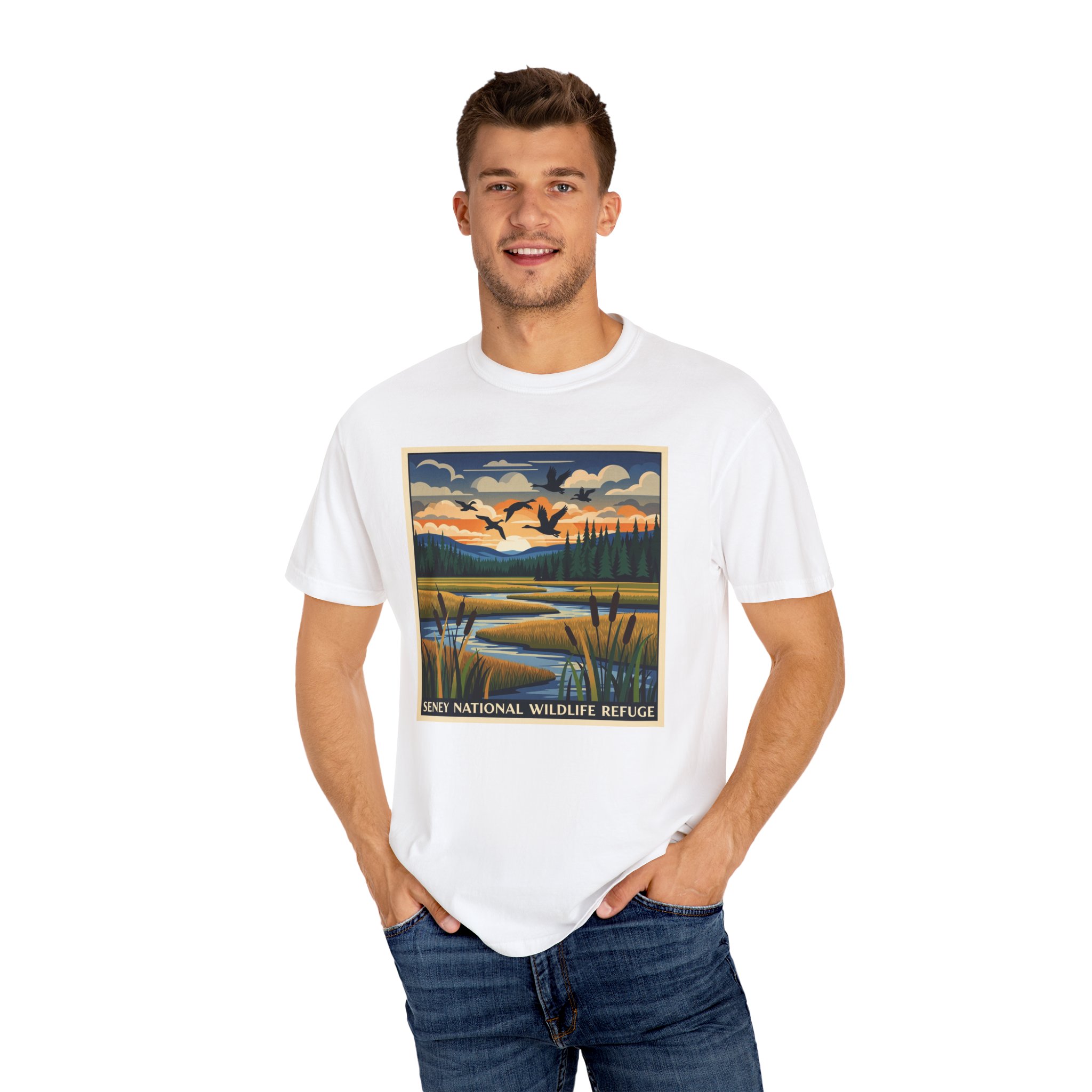 Seney National Wildlife Refuge WPA Style Unisex T-shirt - Image 4