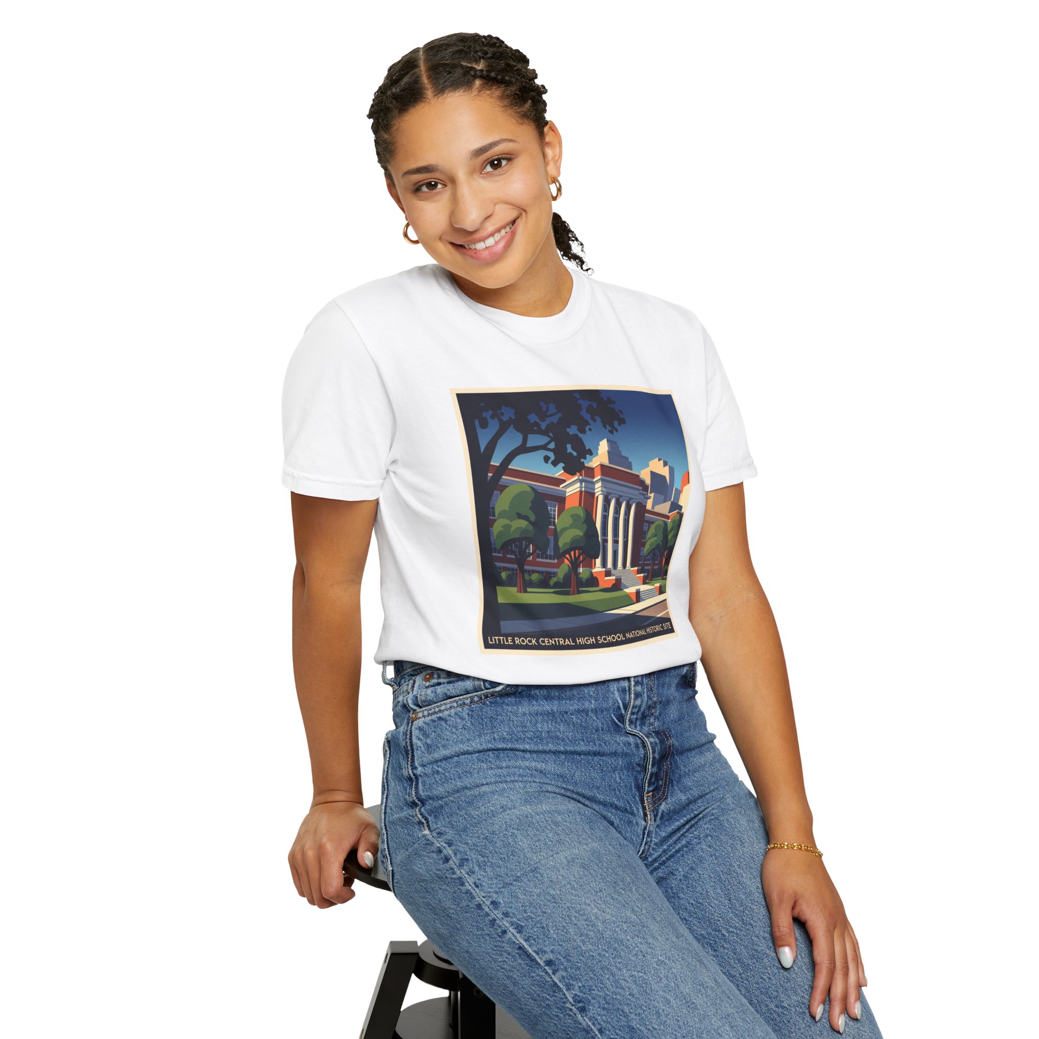 Little Rock Central High School National Historic Site WPA Style Unisex T-shirt - Image 5