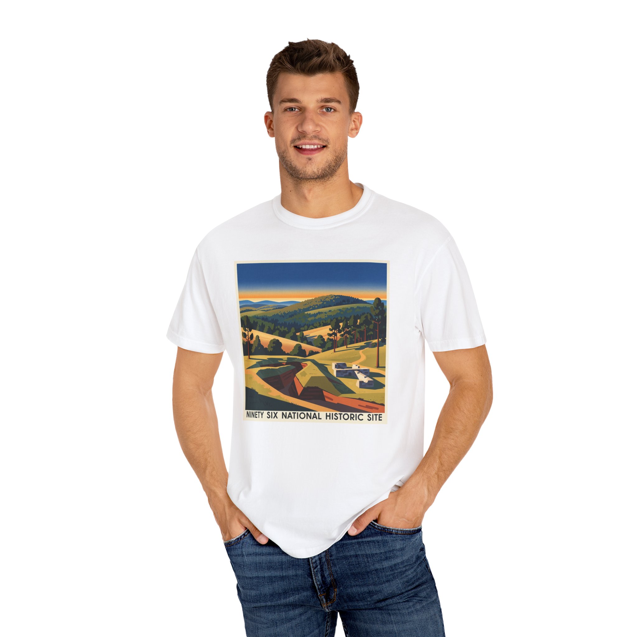 Ninety Six National Historic Site WPA Style Unisex T-shirt - Image 4