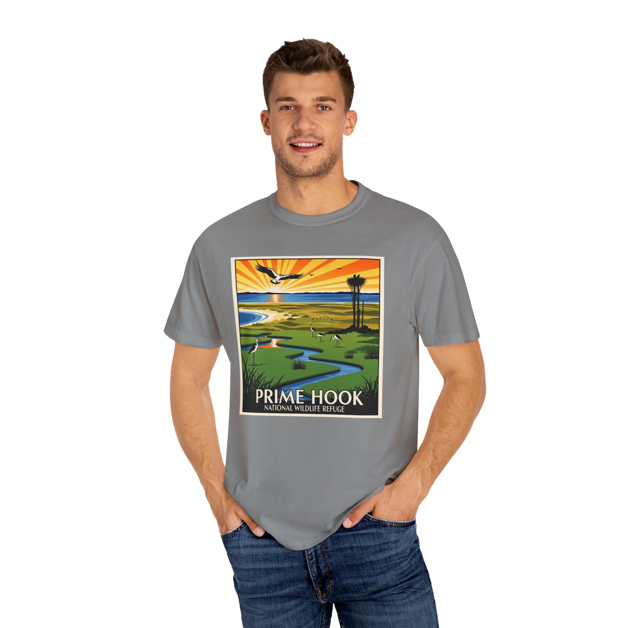 Prime Hook National Wildlife Refuge WPA Style Unisex T-shirt - Image 10