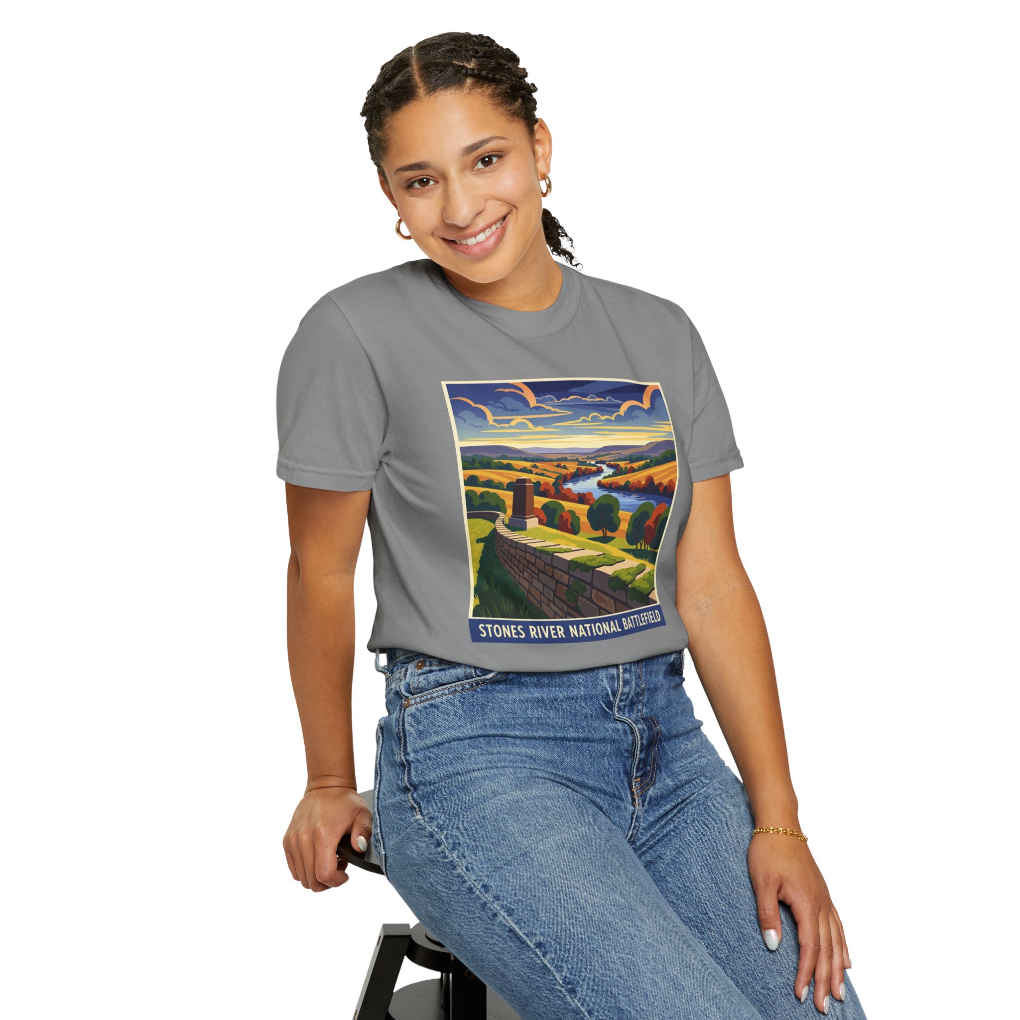 Stones River National Battlefield WPA Style Unisex T-shirt - Image 11