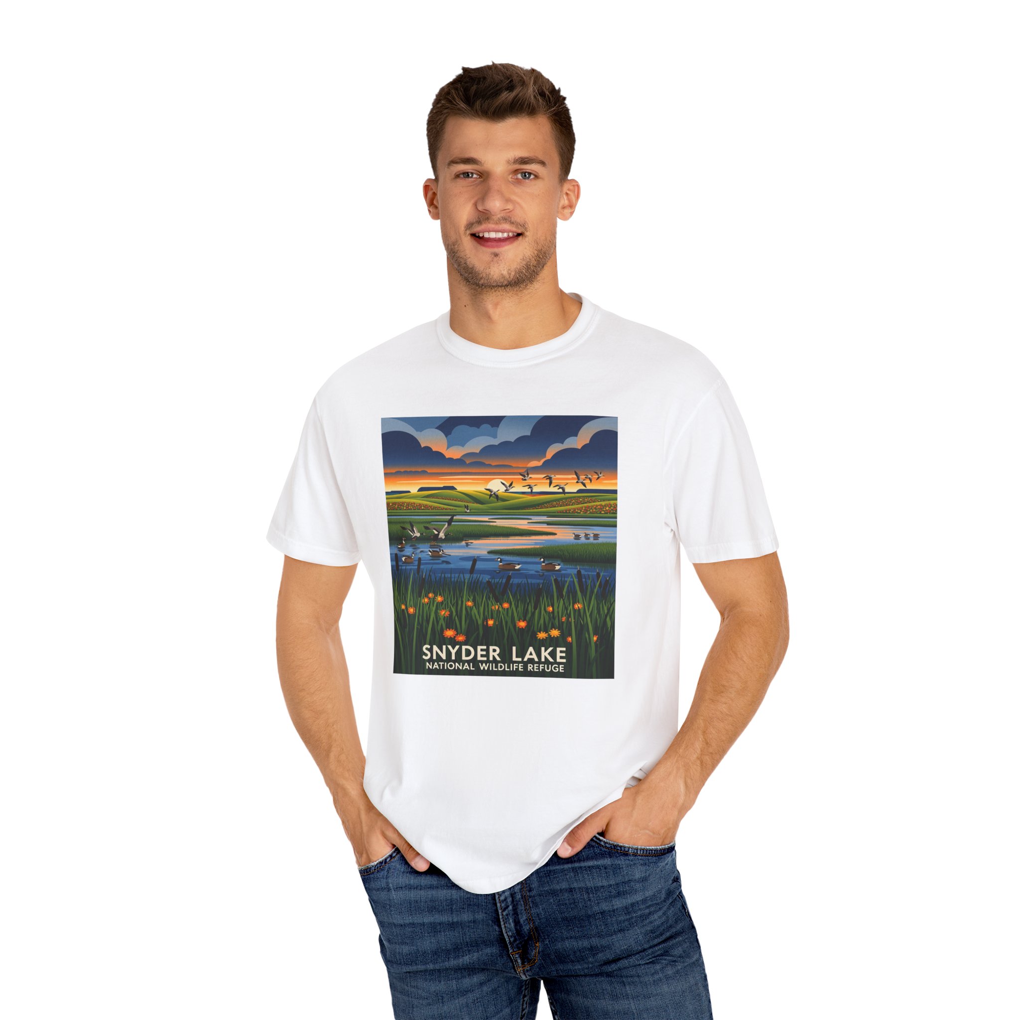 Snyder Lake National Wildlife Refuge WPA Style Unisex T-shirt - Image 4