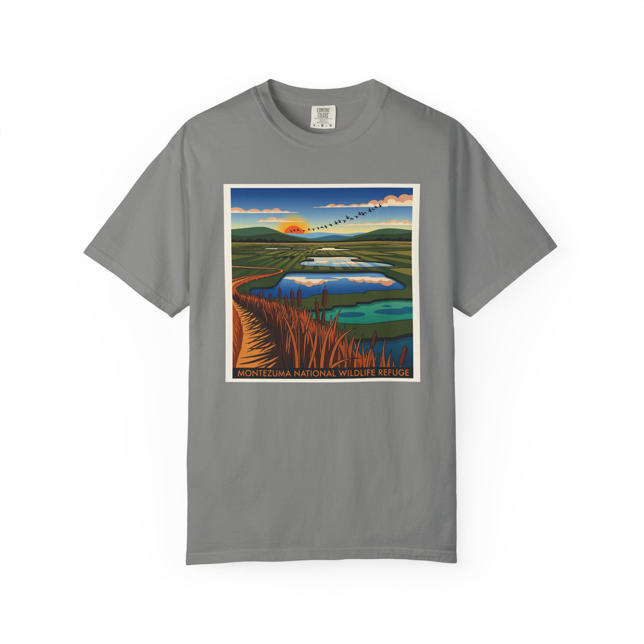Montezuma National Wildlife Refuge WPA Style Unisex T-shirt - Image 7