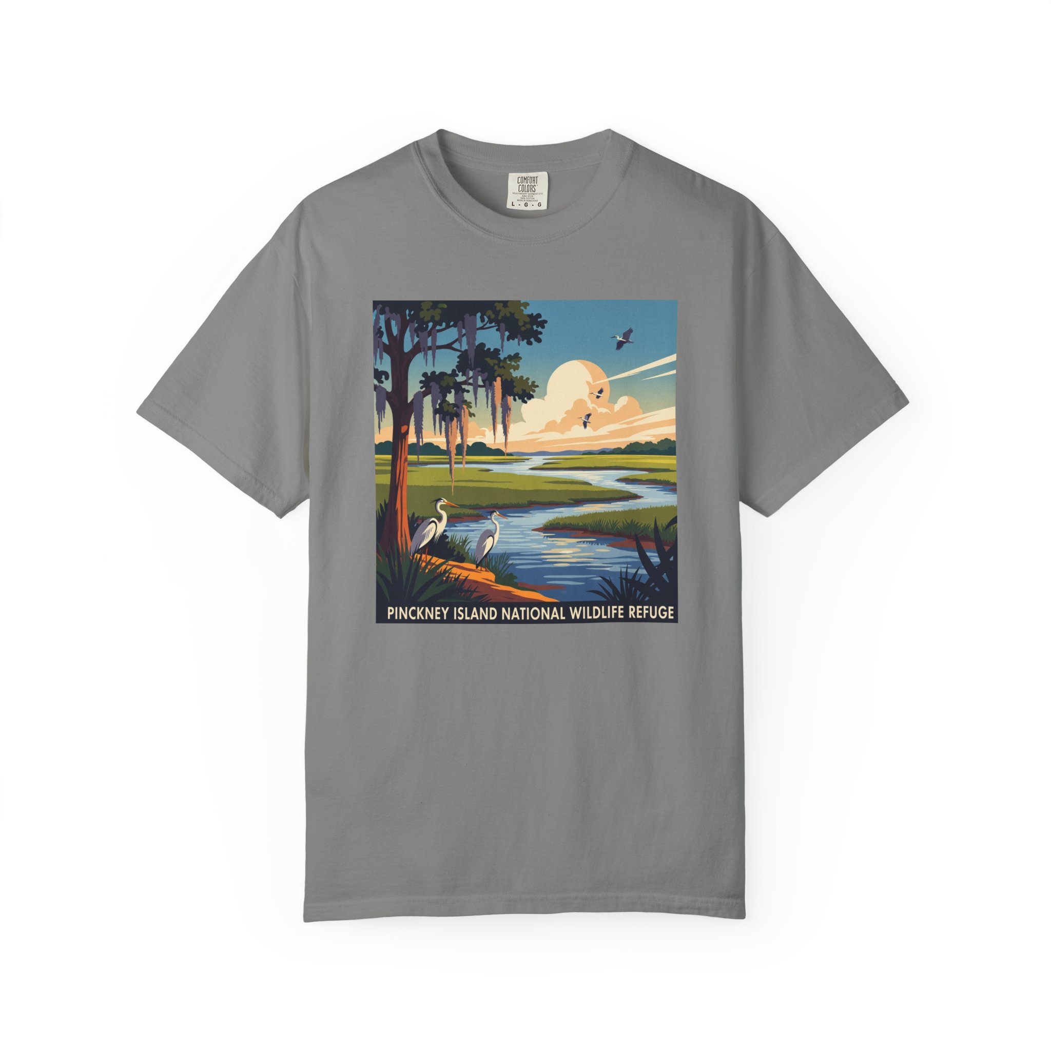Pinckney Island National Wildlife Refuge WPA Style Unisex T-shirt - Image 7