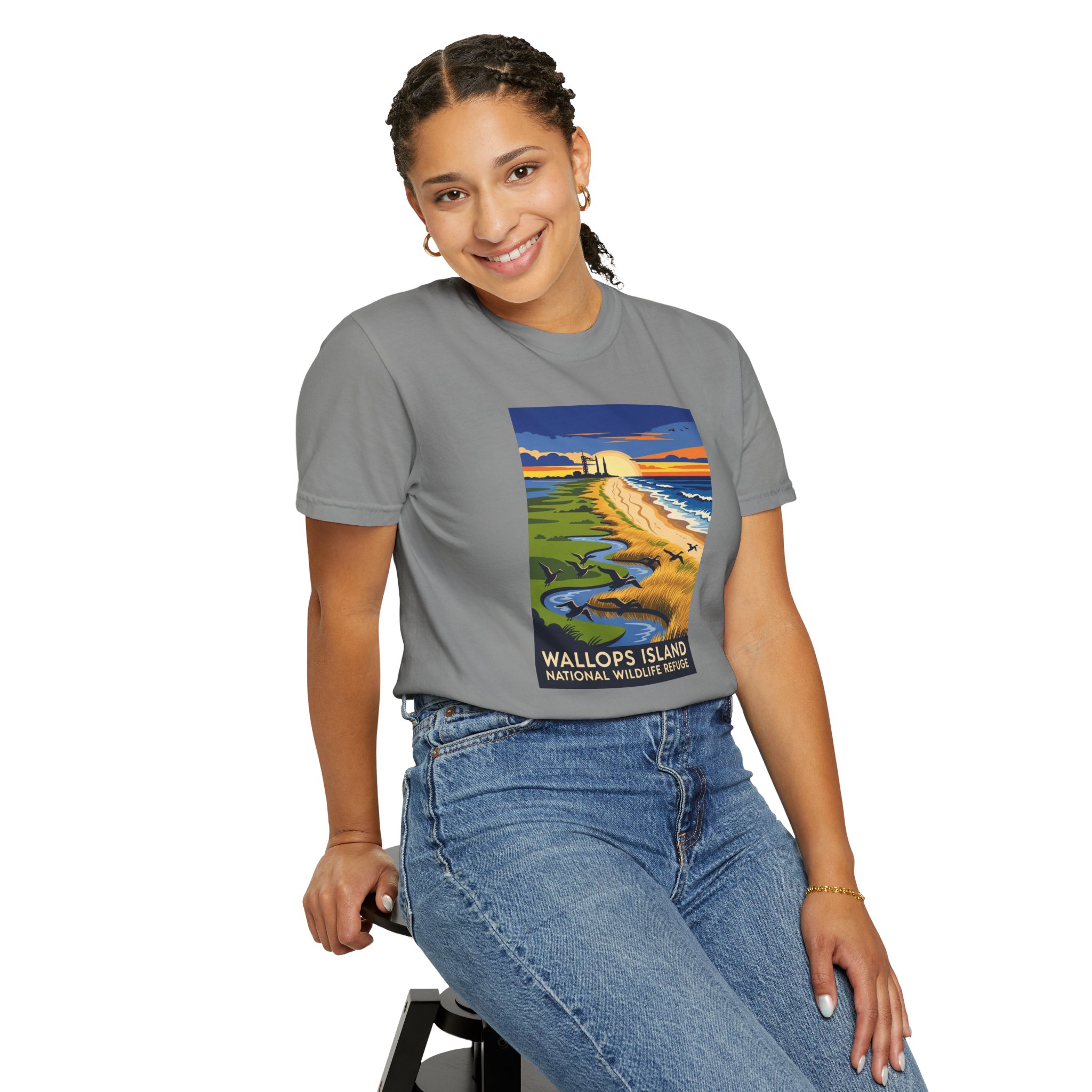 Wallops Island National Wildlife Refuge WPA Style Unisex T-shirt - Image 11