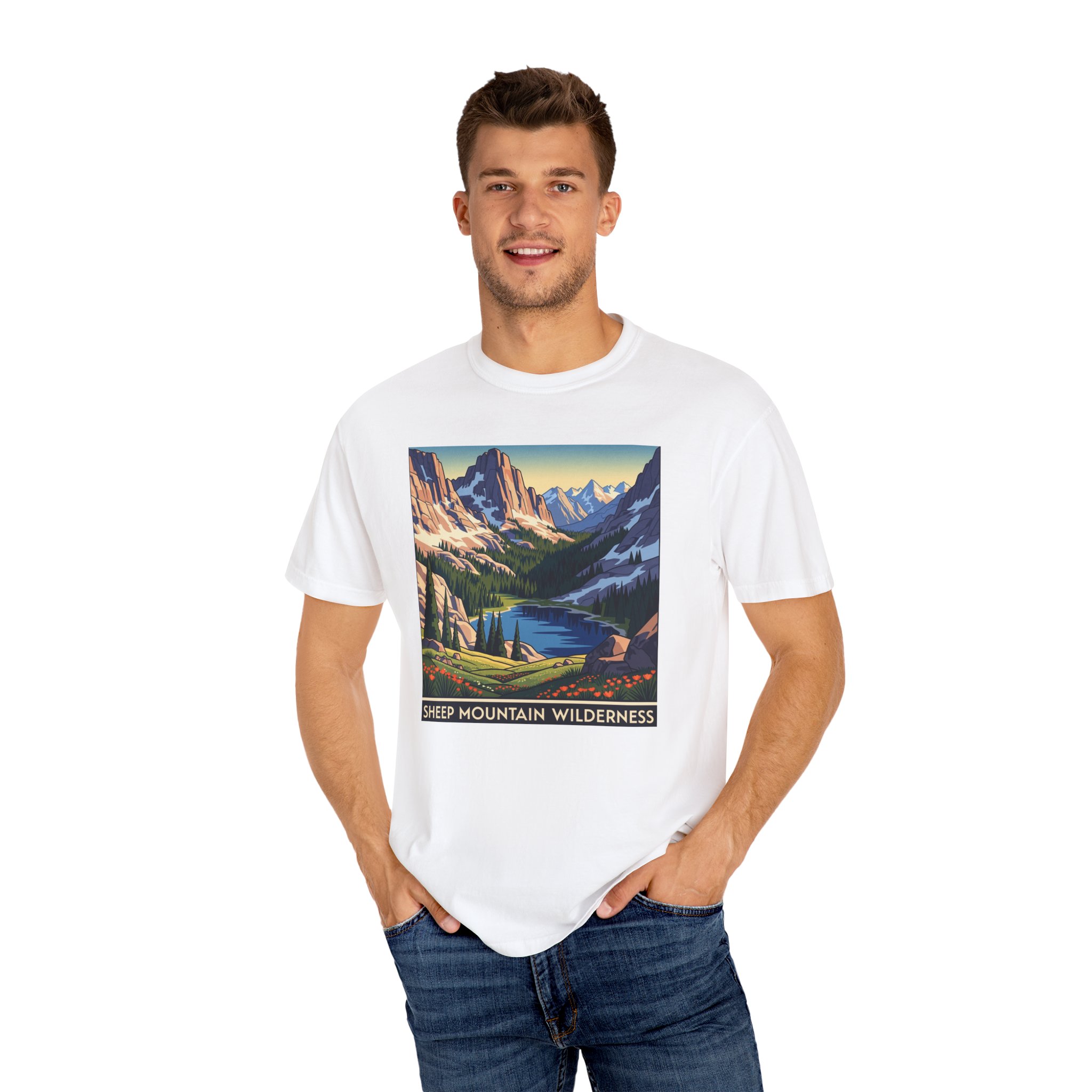 Sheep Mountain Wilderness WPA Style Unisex T-shirt - Image 4