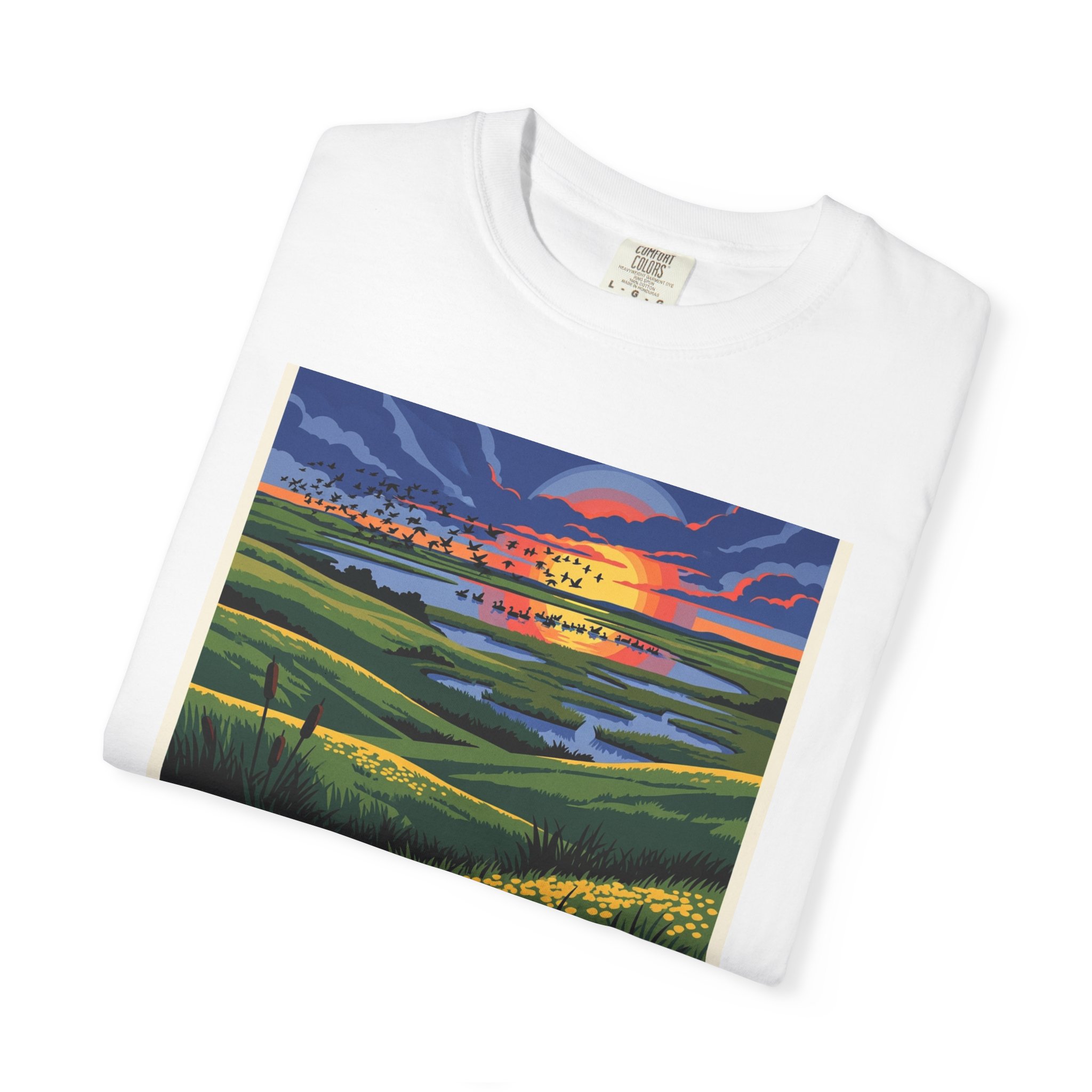 Willow Lake National Wildlife Refuge WPA Style Unisex T-shirt - Image 3