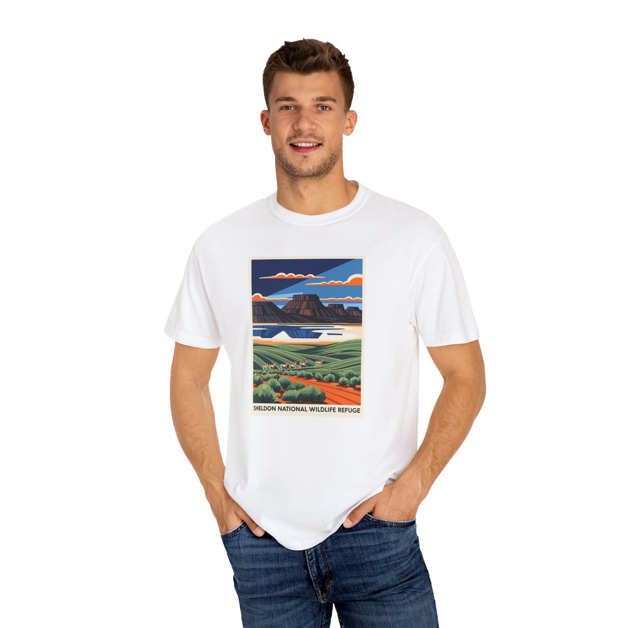 Sheldon National Wildlife Refuge WPA Style Unisex T-shirt - Image 4