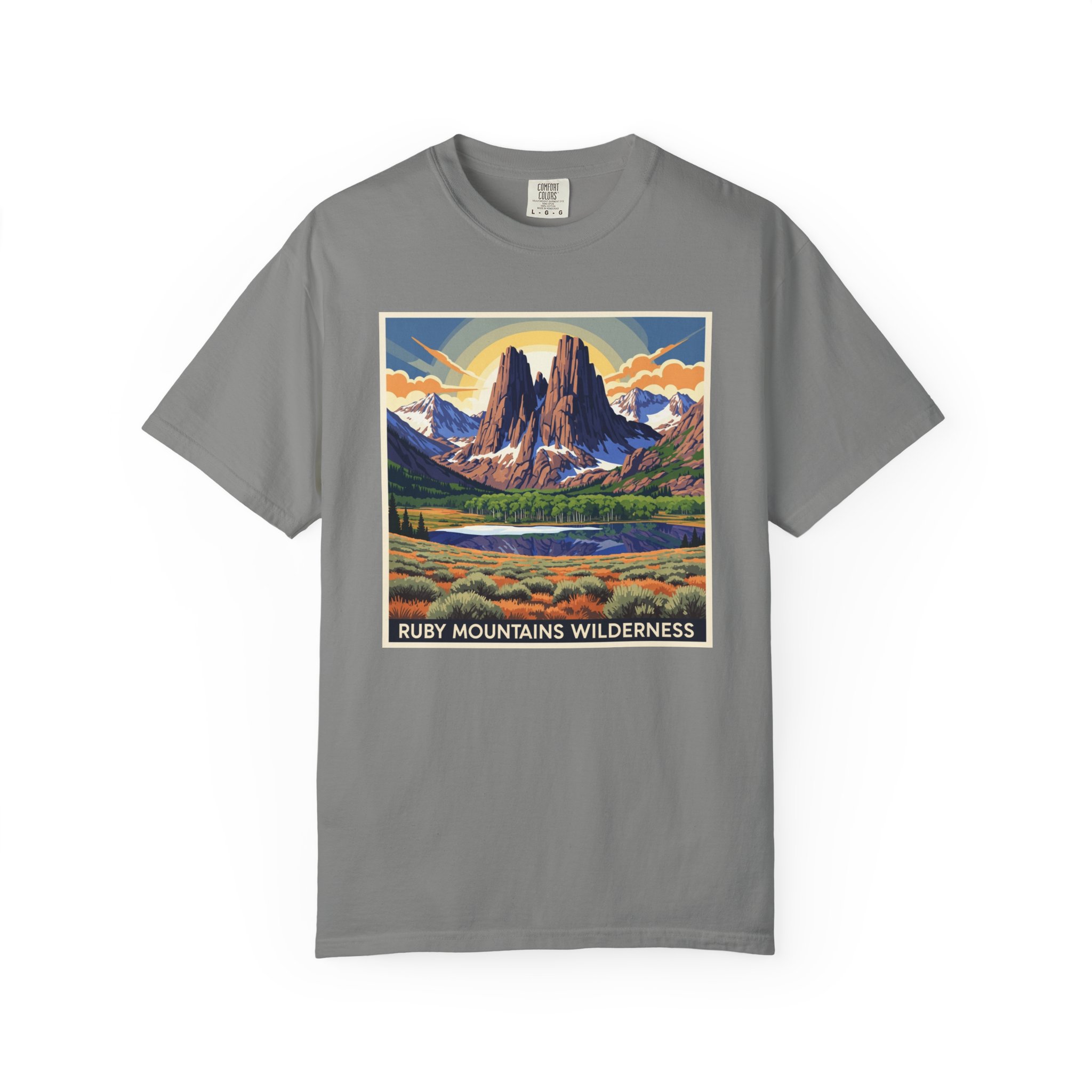 Ruby Mountains Wilderness WPA Style Unisex T-shirt - Image 7