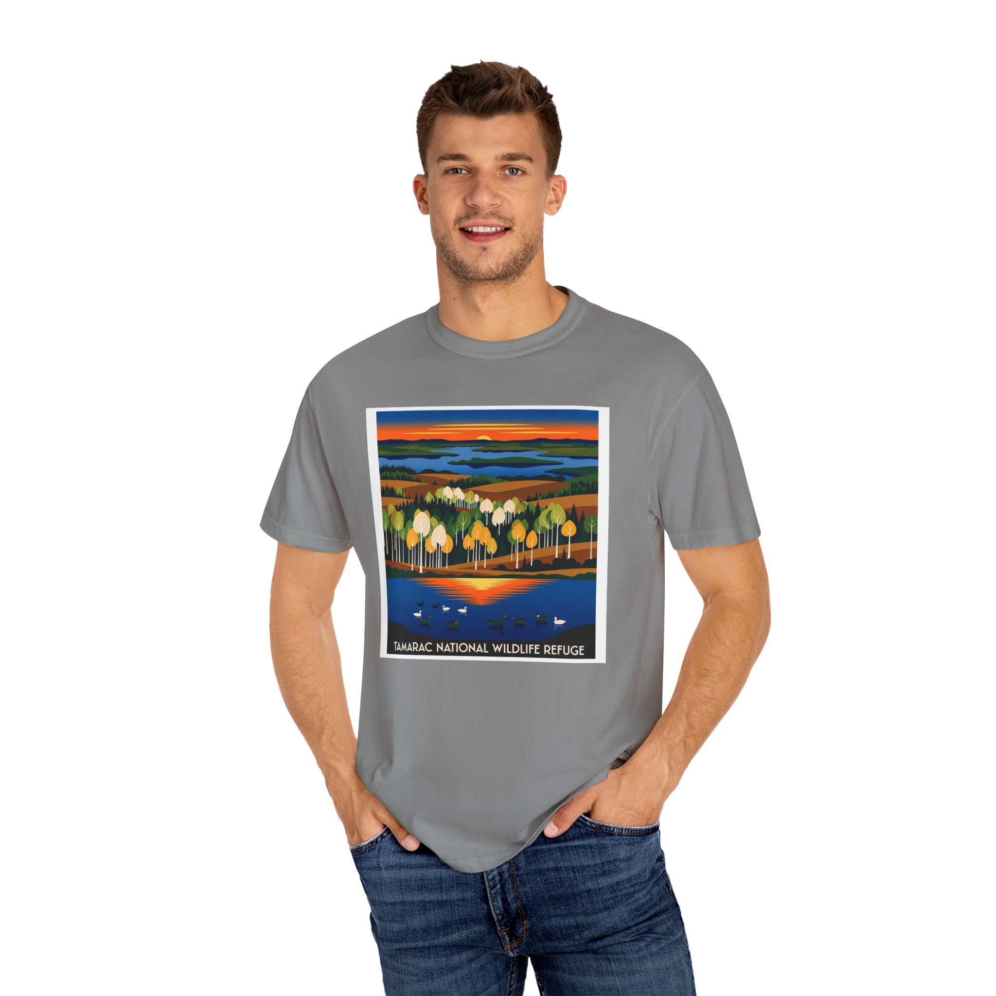 Tamarac National Wildlife Refuge WPA Style Unisex T-shirt - Image 10