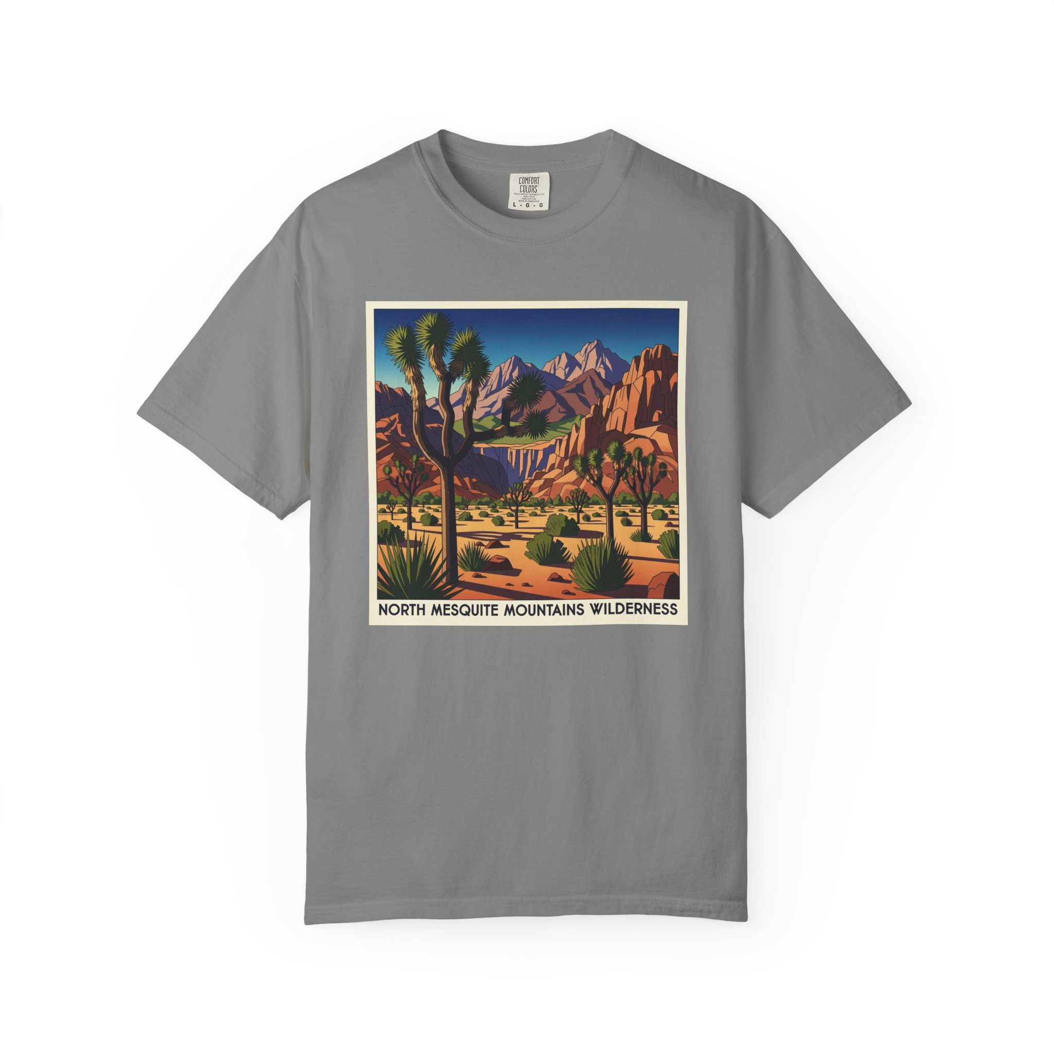 North Mesquite Mountains Wilderness WPA Style Unisex T-shirt - Image 7