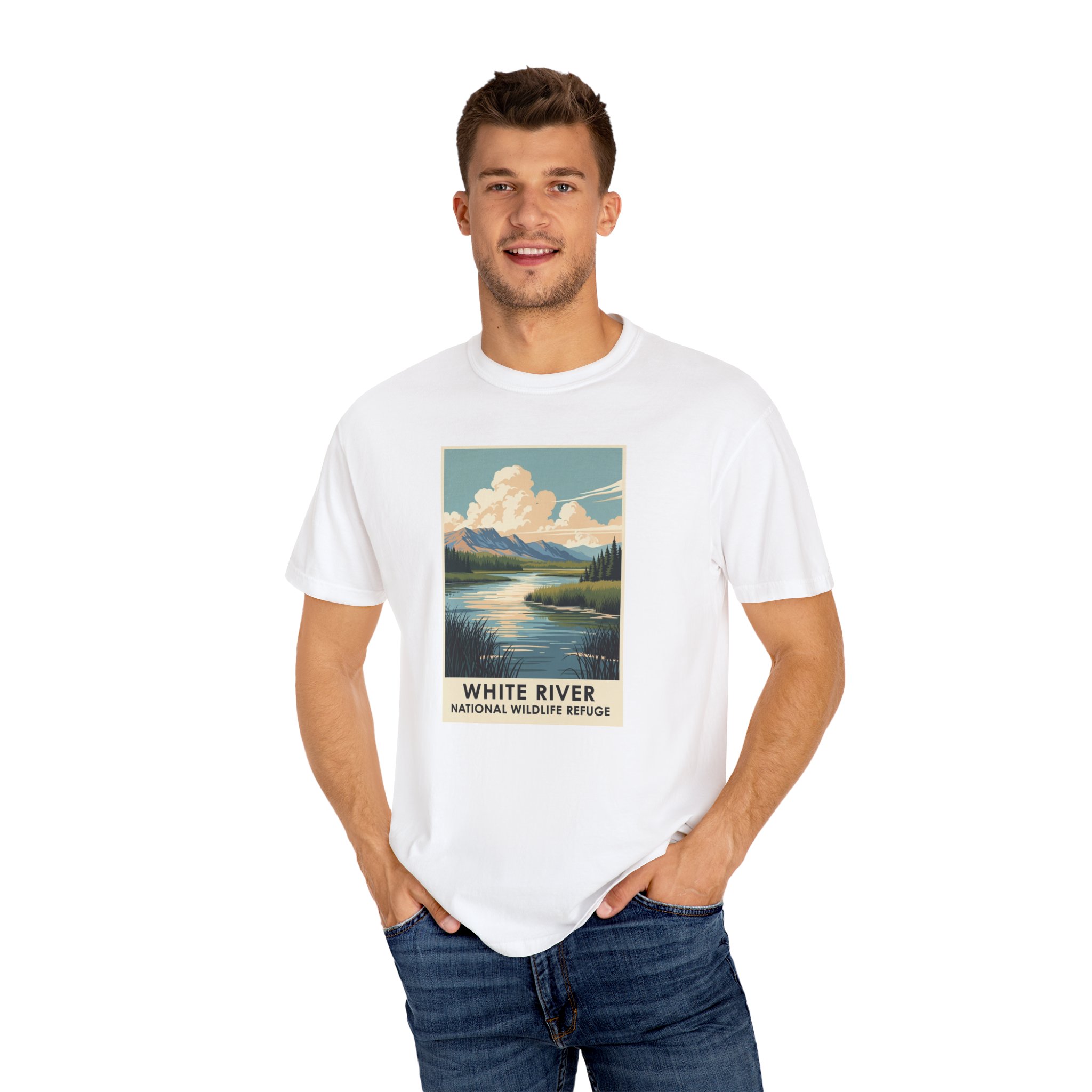 White River National Wildlife Refuge WPA Style Unisex T-shirt - Image 4