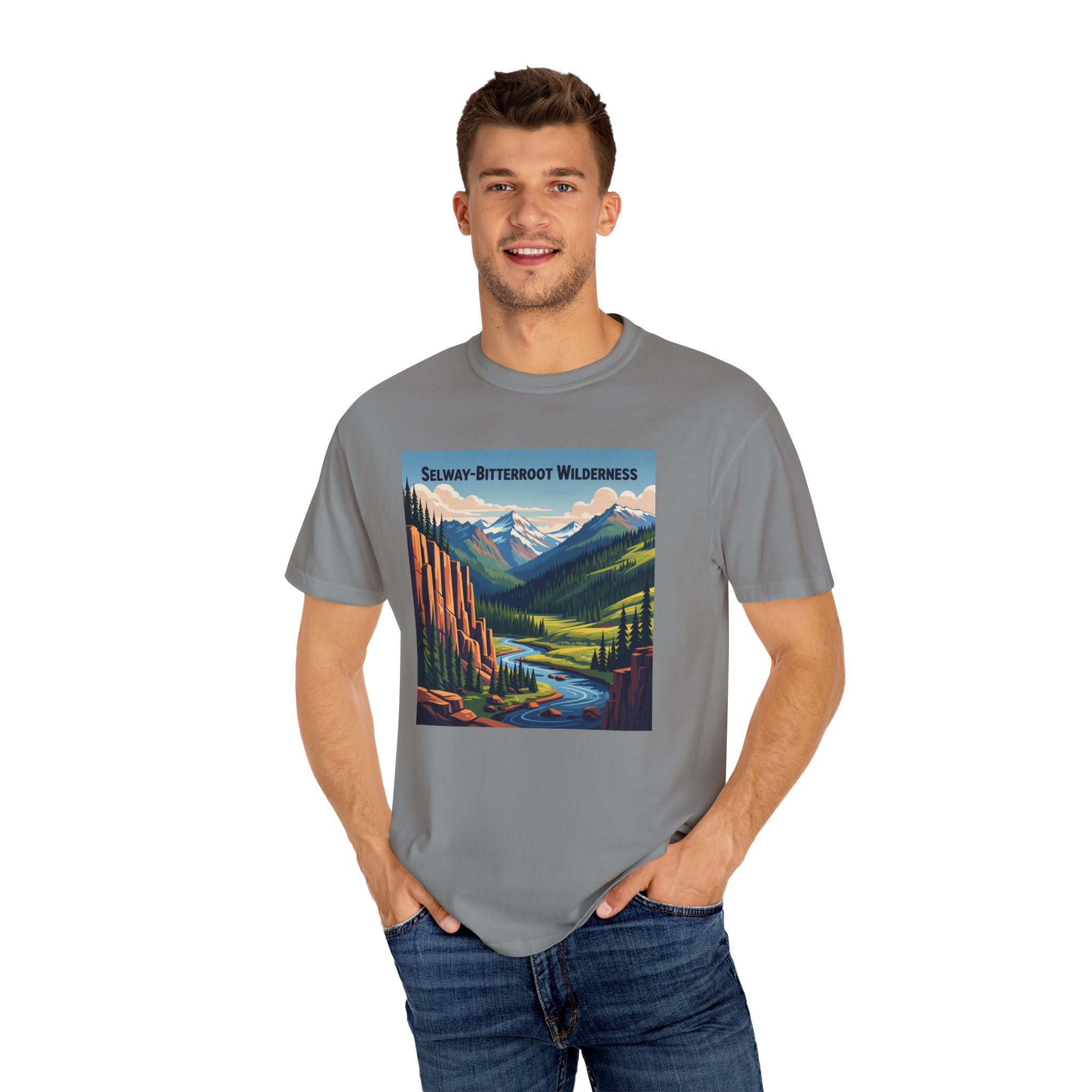 Selway–Bitterroot Wilderness WPA Style Unisex T-shirt - Image 10