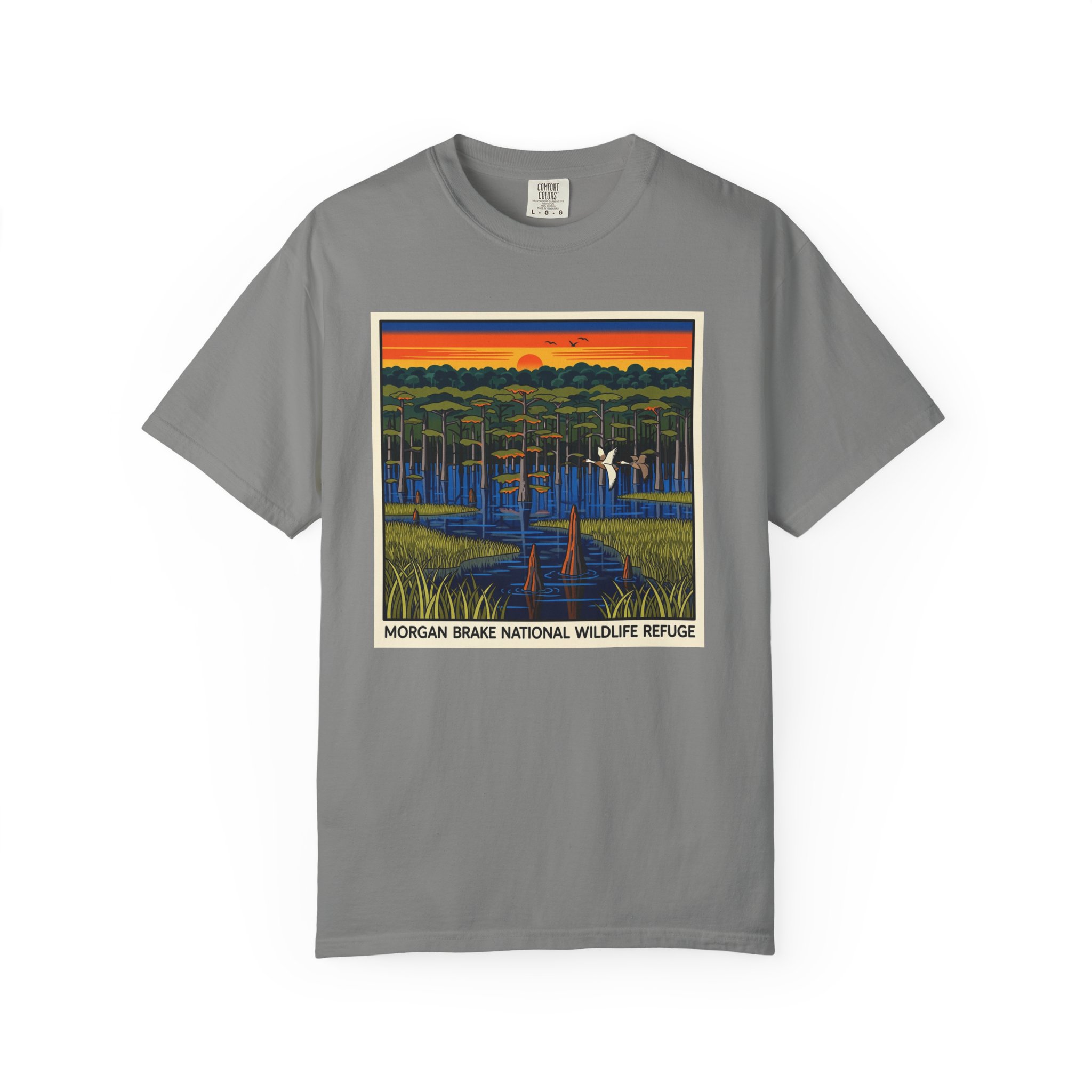 Morgan Brake National Wildlife Refuge WPA Style Unisex T-shirt - Image 7
