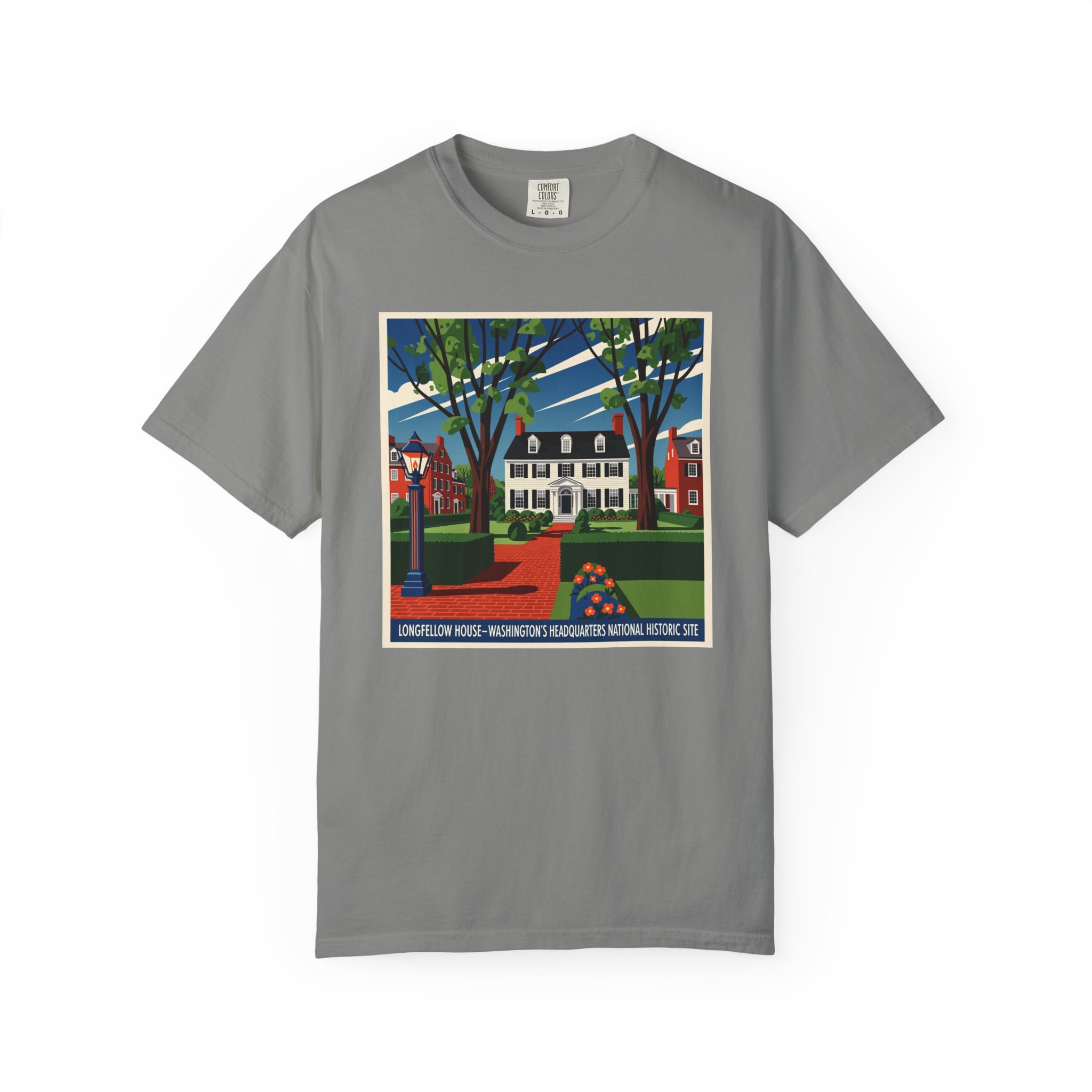 Longfellow House–Washington's Headquarters National Historic Site WPA Style Unisex T-shirt - Image 7