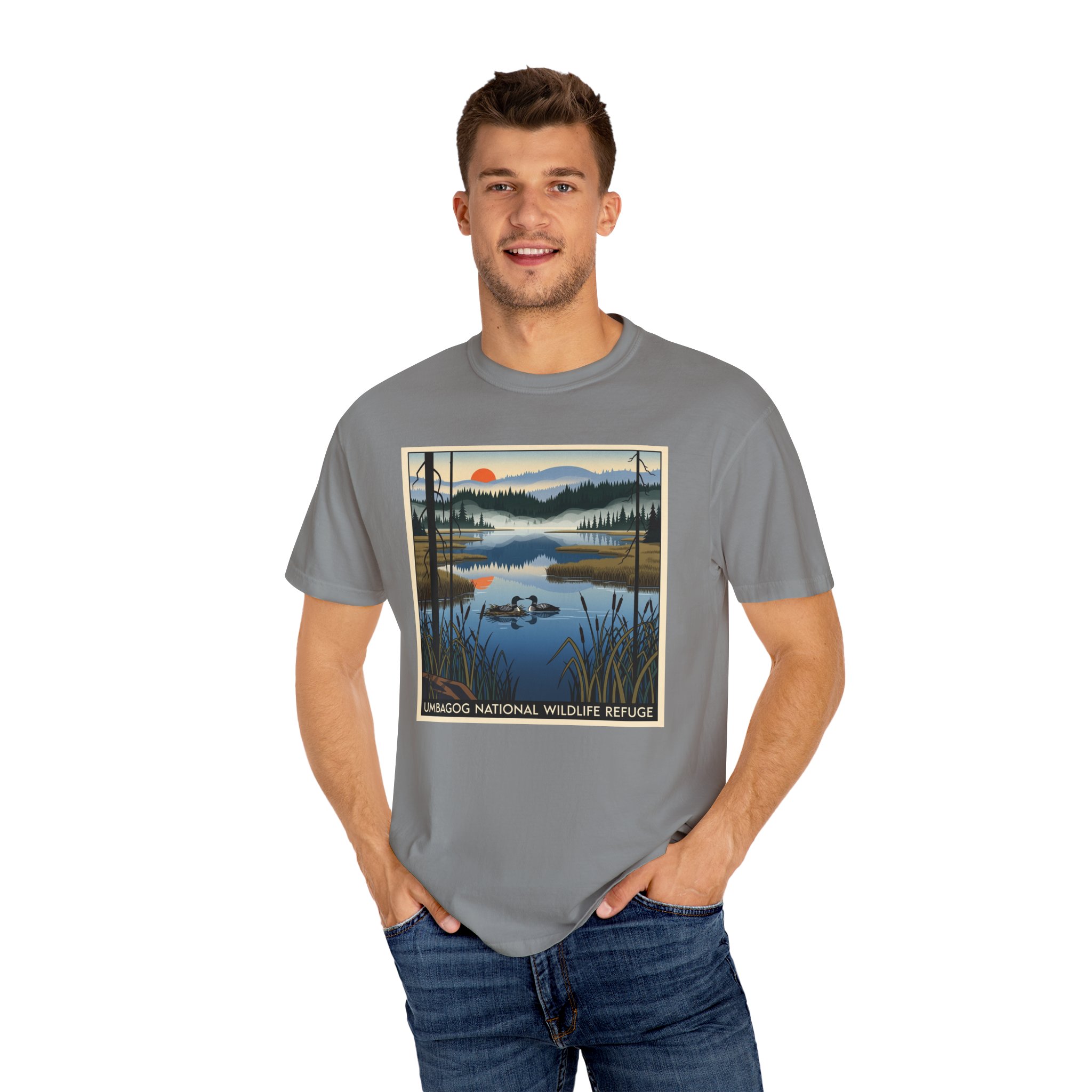 Umbagog National Wildlife Refuge WPA Style Unisex T-shirt - Image 10