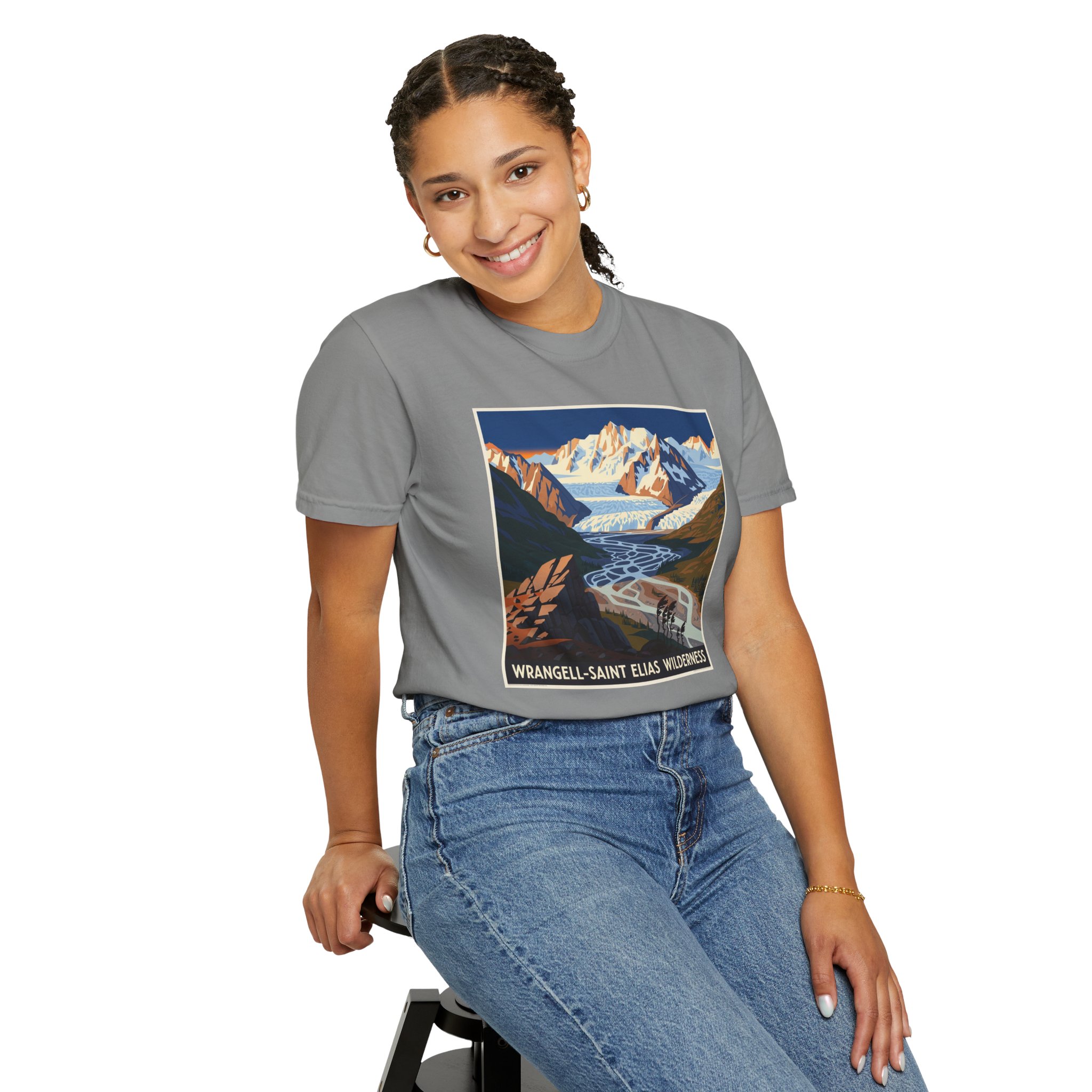 Wrangell–Saint Elias Wilderness WPA Style Unisex T-shirt - Image 11