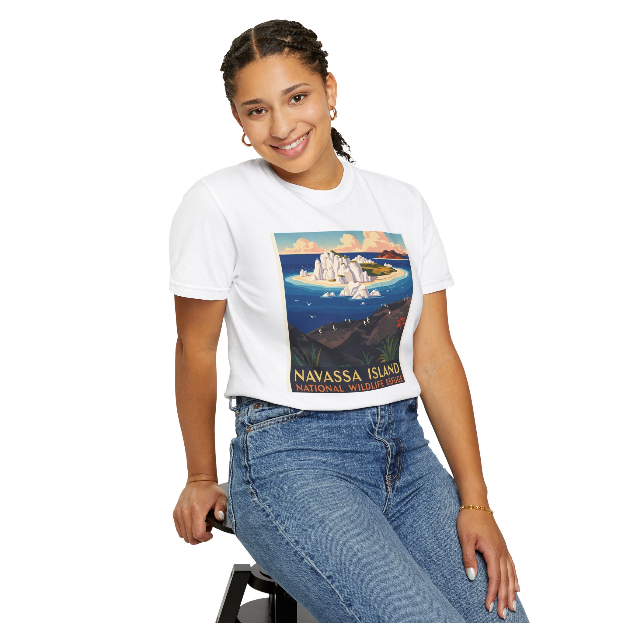 Navassa Island National Wildlife Refuge WPA Style Unisex T-shirt - Image 5