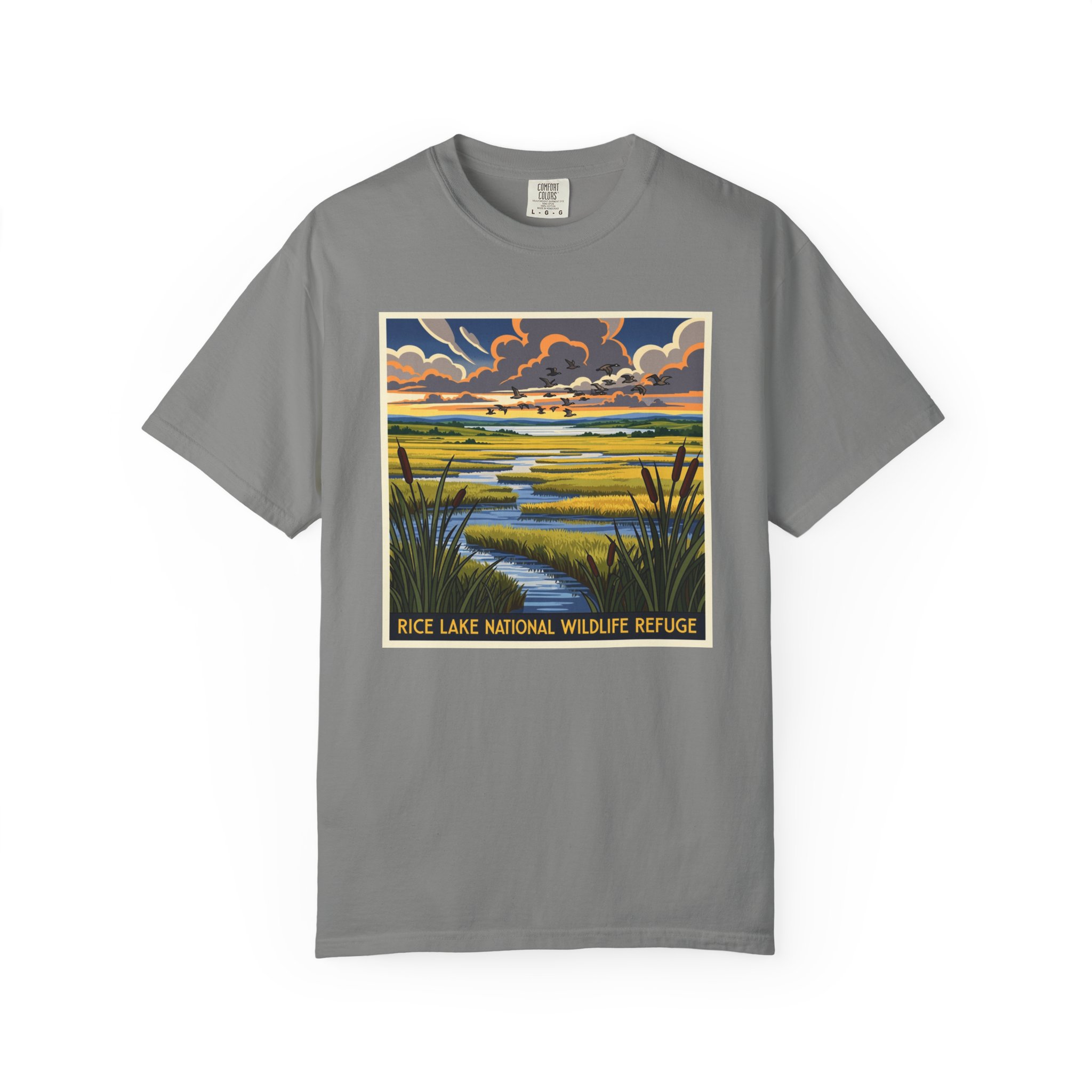 Rice Lake National Wildlife Refuge WPA Style Unisex T-shirt - Image 7
