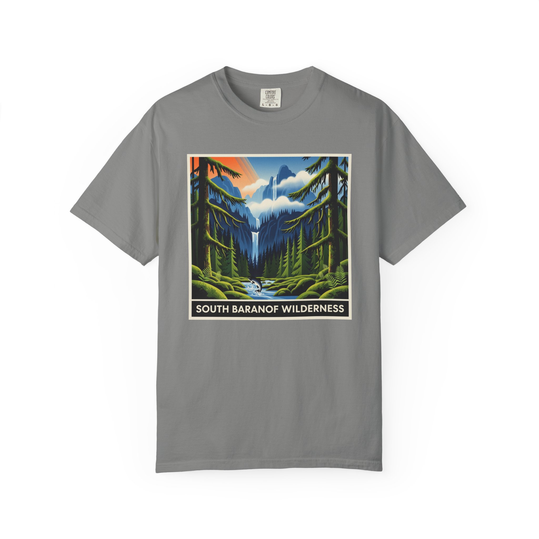 South Baranof Wilderness WPA Style Unisex T-shirt - Image 7