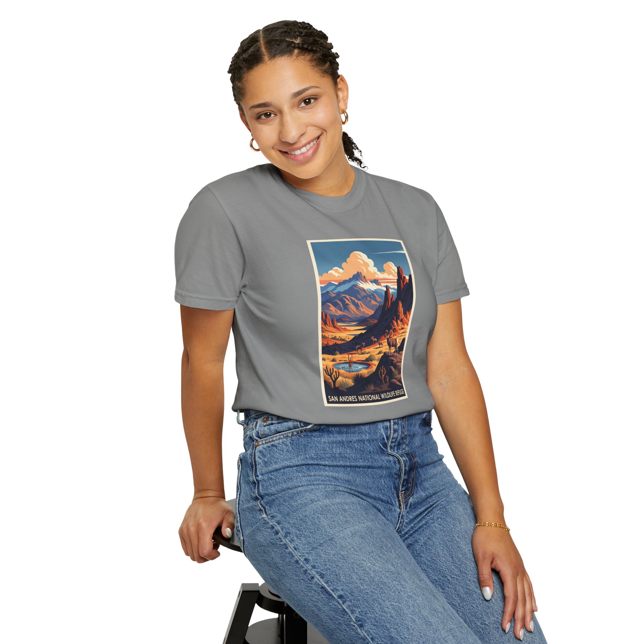 San Andres National Wildlife Refuge WPA Style Unisex T-shirt - Image 11