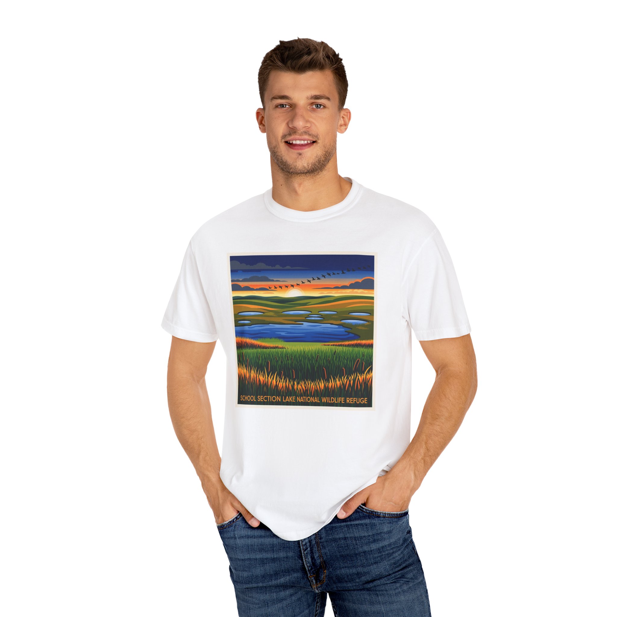 School Section Lake National Wildlife Refuge WPA Style Unisex T-shirt - Image 4