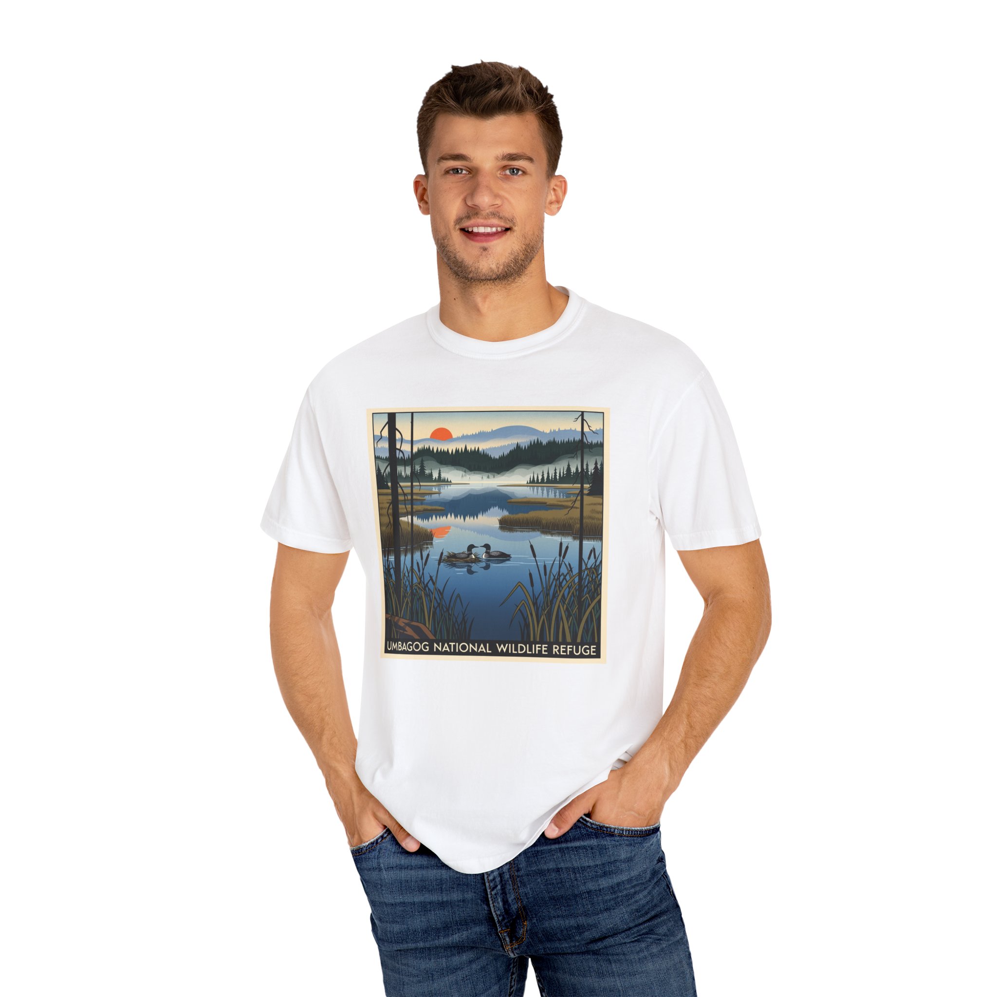 Umbagog National Wildlife Refuge WPA Style Unisex T-shirt - Image 4