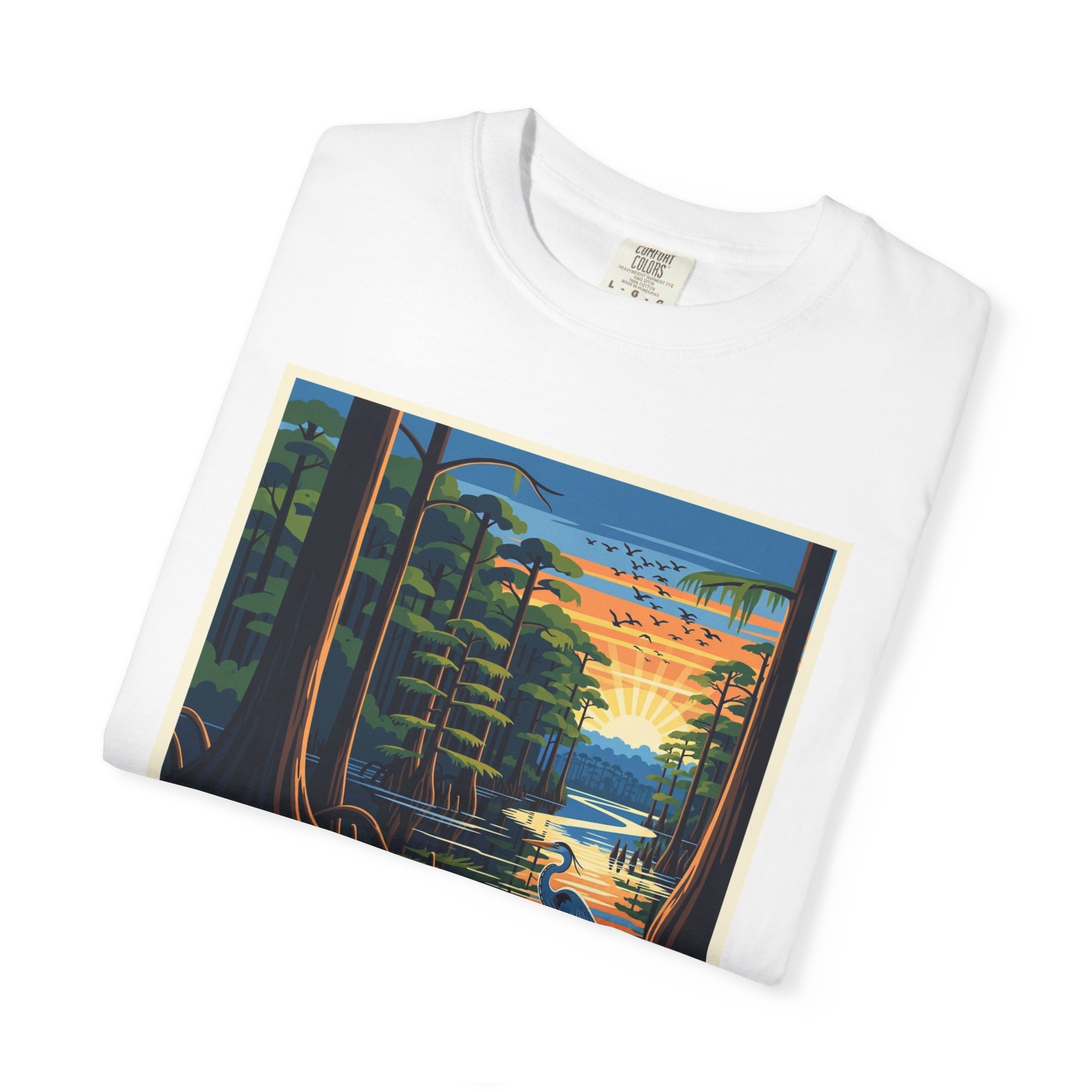 Mathews Brake National Wildlife Refuge WPA Style Unisex T-shirt - Image 3